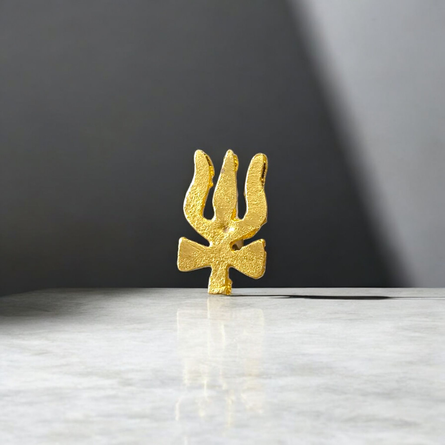 Brass Trishul with Damru Tilak Stamp | Forehead Thappa for Lord Shiva Devotees and Daily Rituals