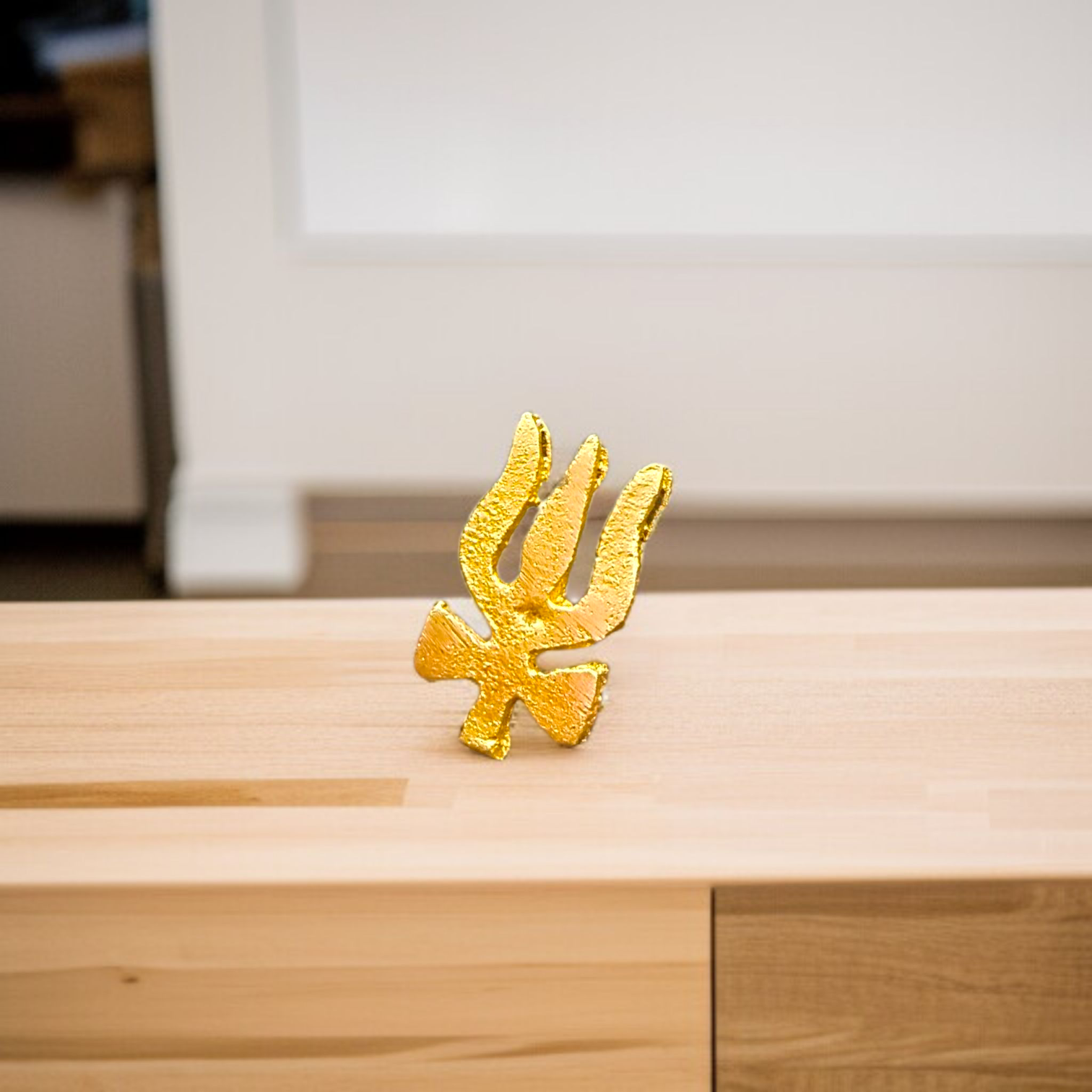 Brass Trishul with Damru Tilak Stamp | Forehead Thappa for Lord Shiva Devotees and Daily Rituals