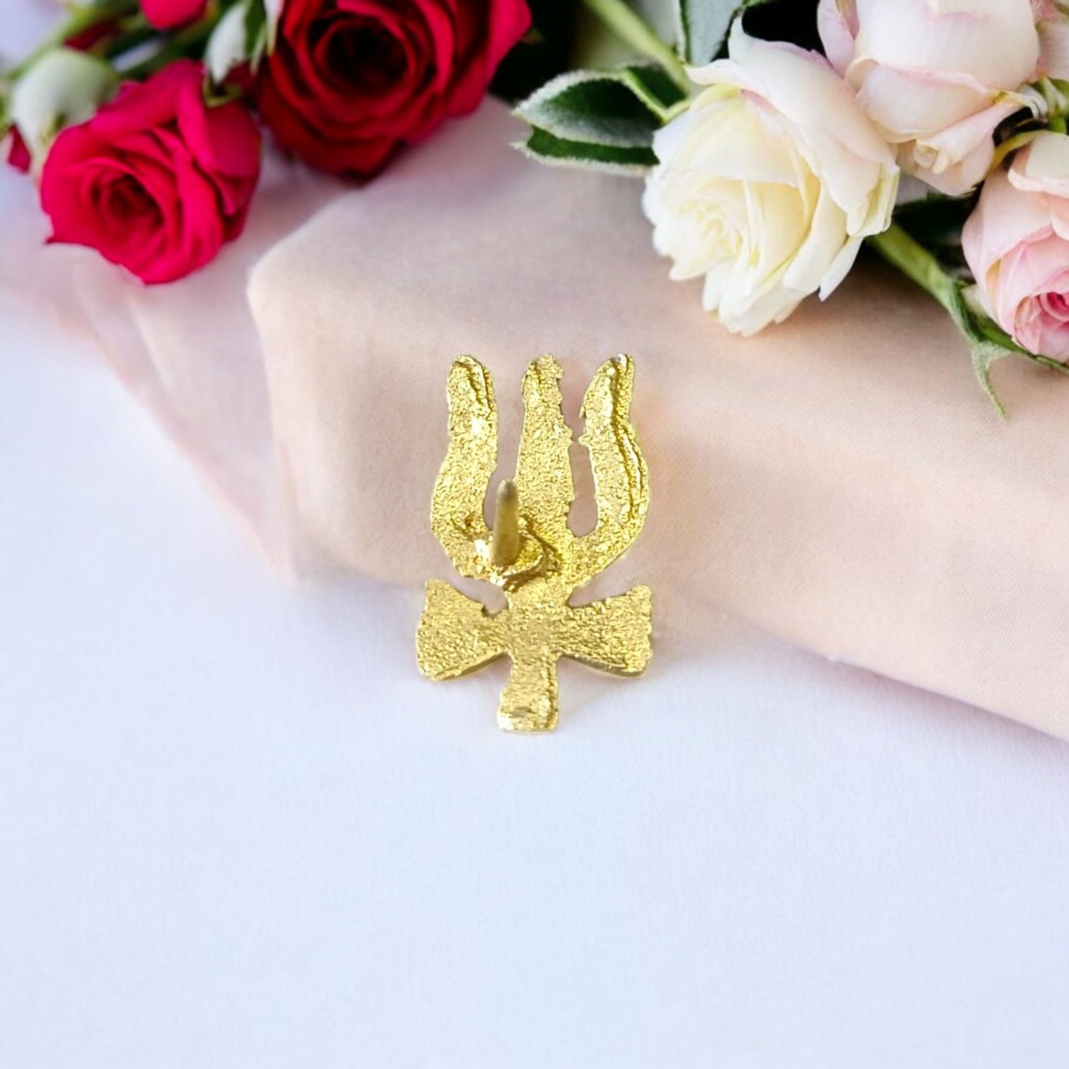 Brass Trishul with Damru Tilak Stamp | Forehead Thappa for Lord Shiva Devotees and Daily Rituals