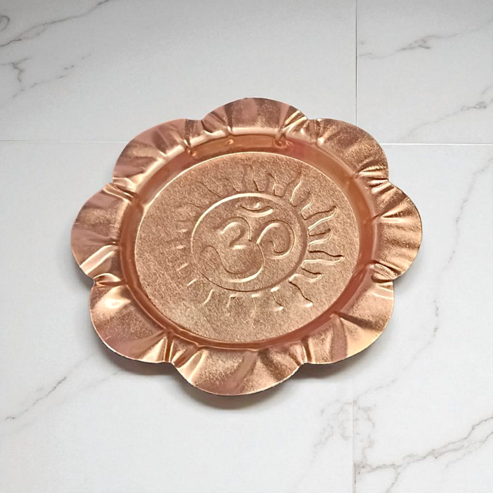 Charan Paduka in Pure Copper with Decorative Plate - Bhagwan Ji Ke Charan by Timeshopee-Online Religious Store