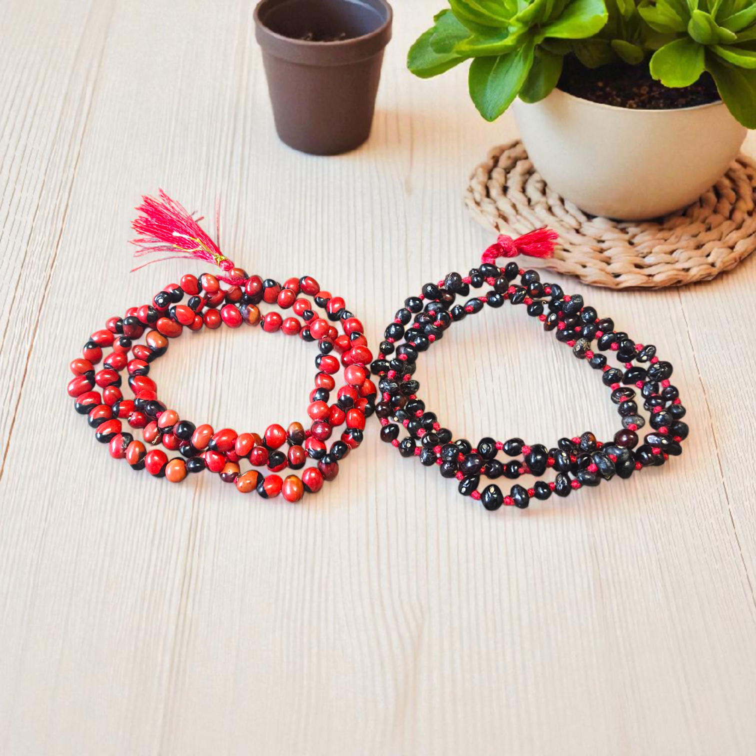 Combo Lal and Black Gunja Mala with 108+1 beads for Japa, Tantra, and Meditation
