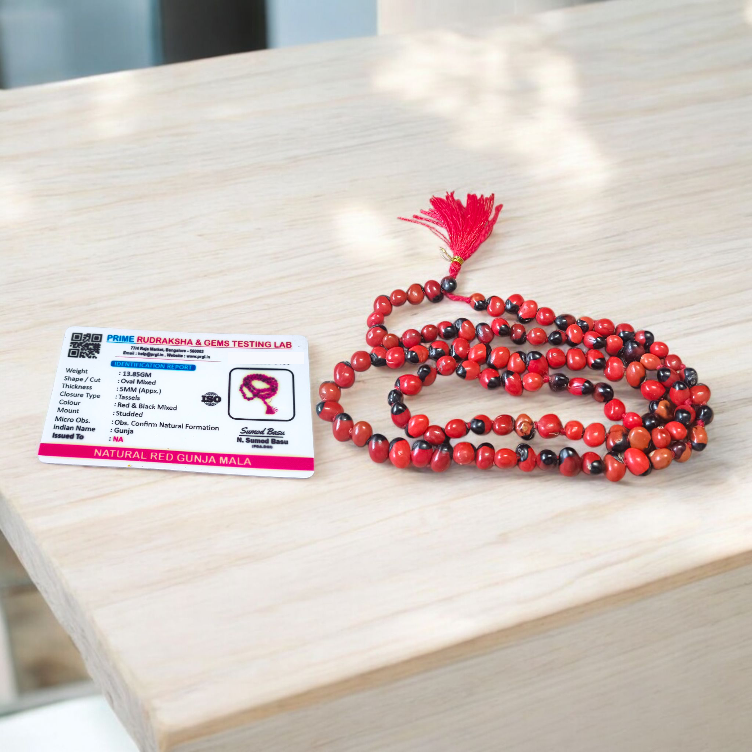 Combo Lal and Black Gunja Mala with 108+1 beads for Japa, Tantra, and Meditation