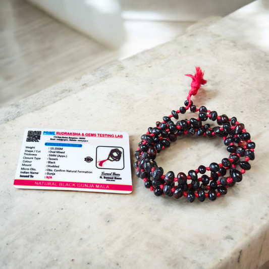 Combo Lal and Black Gunja Mala with 108+1 beads for Japa, Tantra, and Meditation