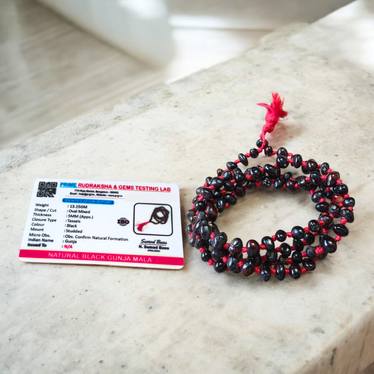 Combo Lal and Black Gunja Mala with 108+1 beads for Japa, Tantra, and Meditation