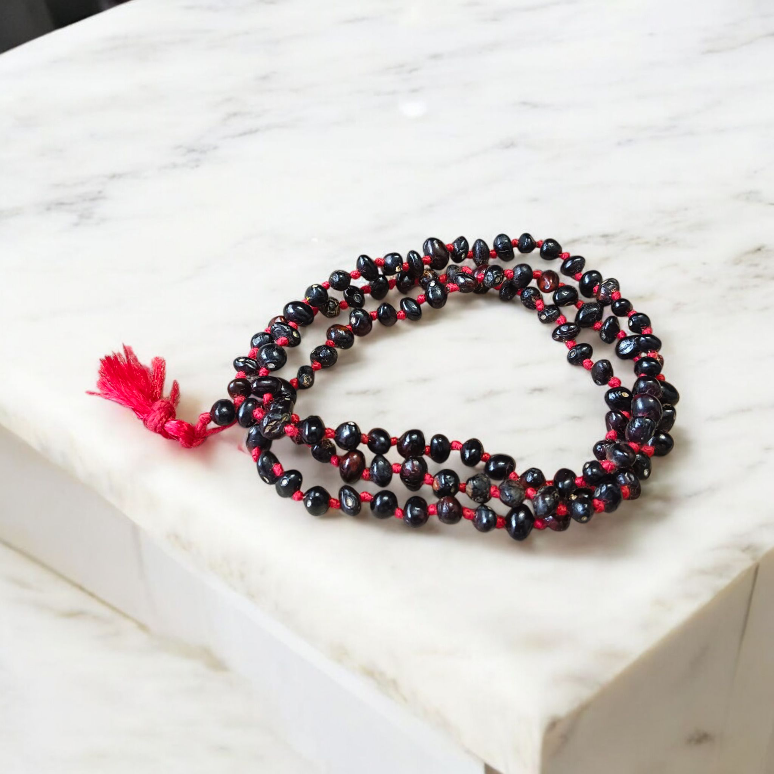 Combo Lal and Black Gunja Mala with 108+1 beads for Japa, Tantra, and Meditation