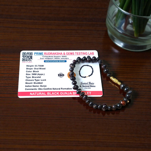 Combo of Black Gunja Bracelet and Red Gunja Bracelet with lab-certified natural beads, stretchable design for protection and energy