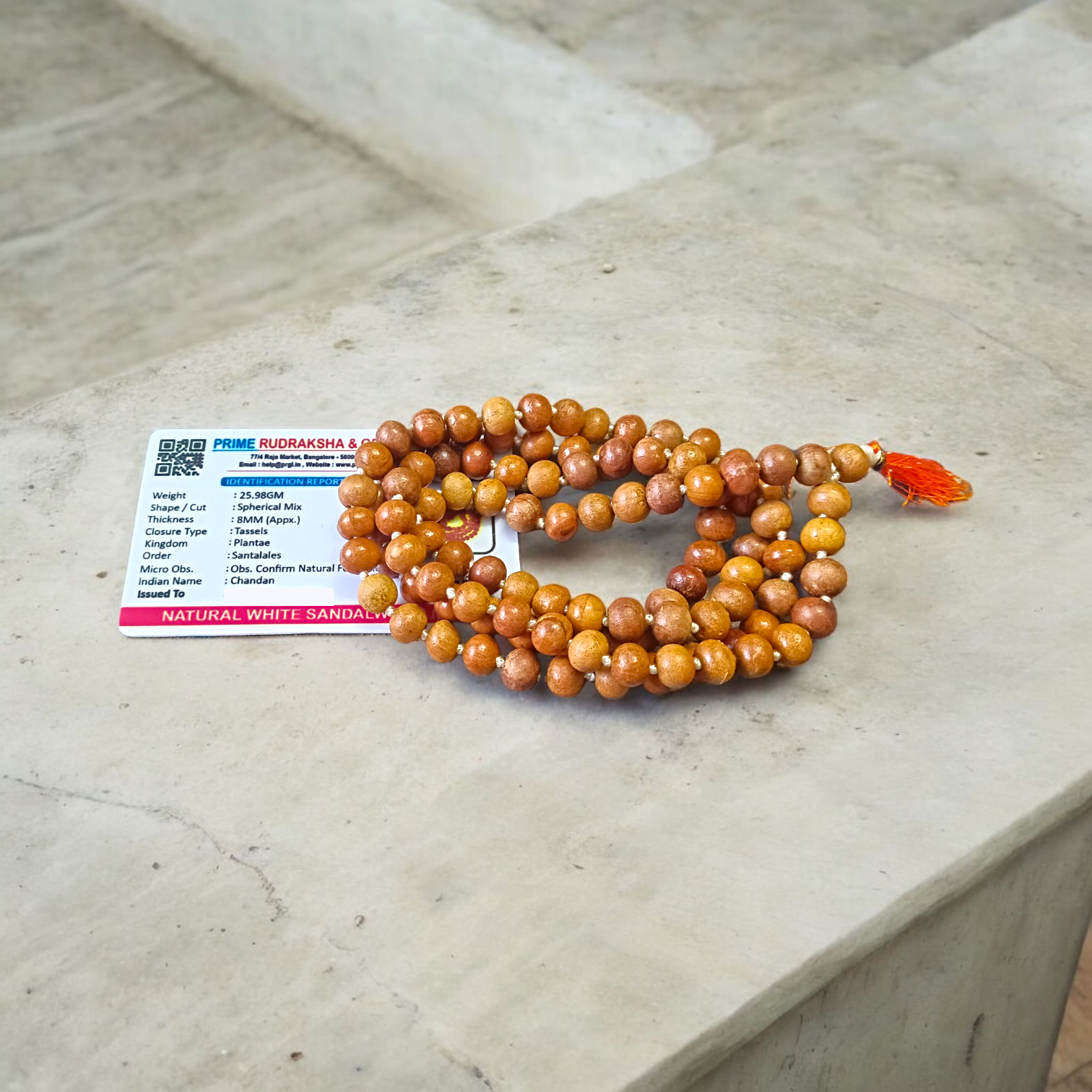 Combo of red and white sandalwood jaap mala with 108 beads used for meditation, chanting, and puja rituals – ideal for peace and prosperity