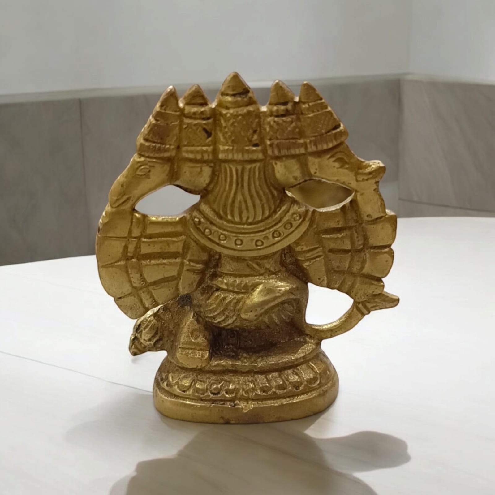 Compact Panchmukhi Hanuman Ji Brass Idol - Lightweight and Intricate Design by Timeshopee-Online Religious Store