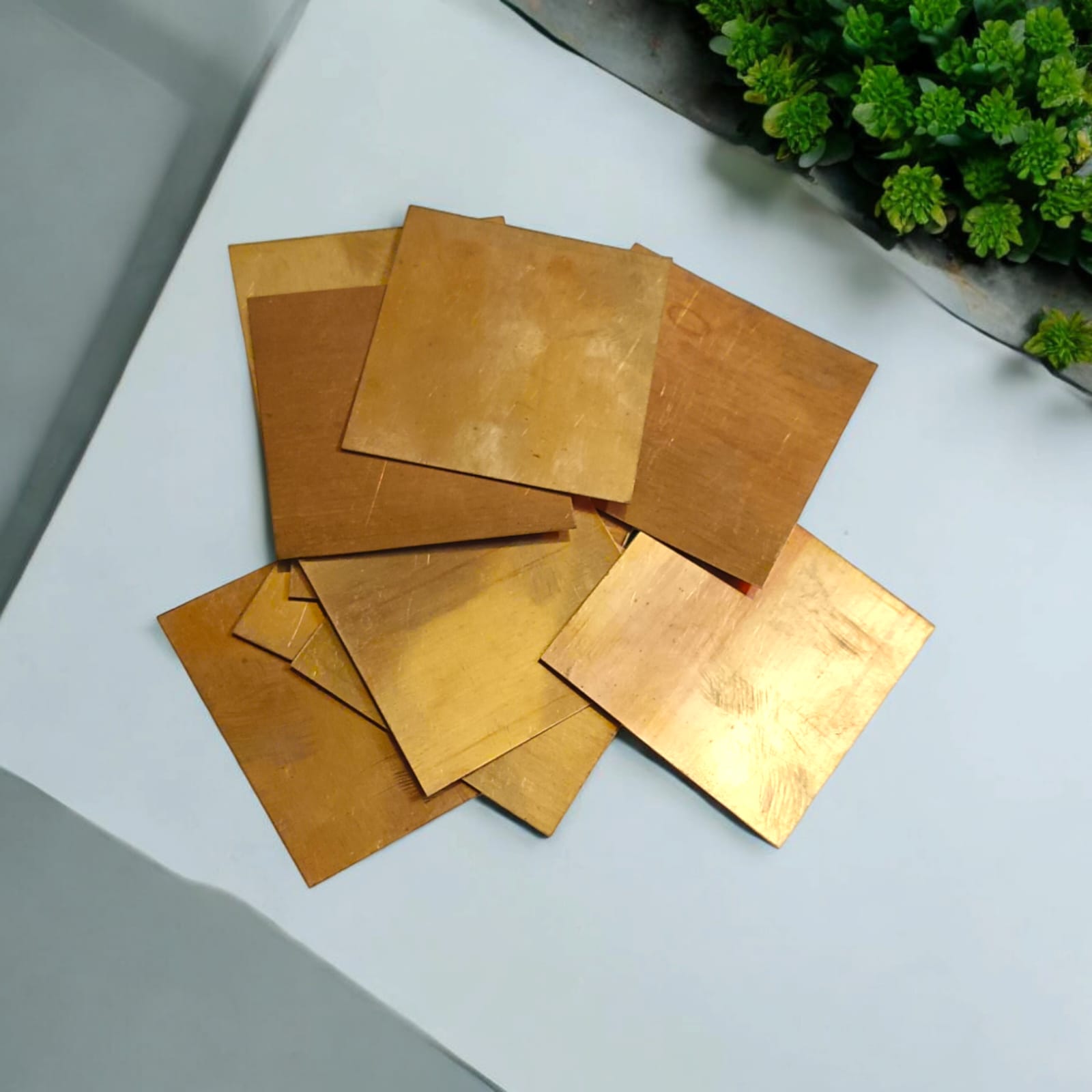 Copper Square Piece | Set of 11 | Copper Patra | Timeshopee