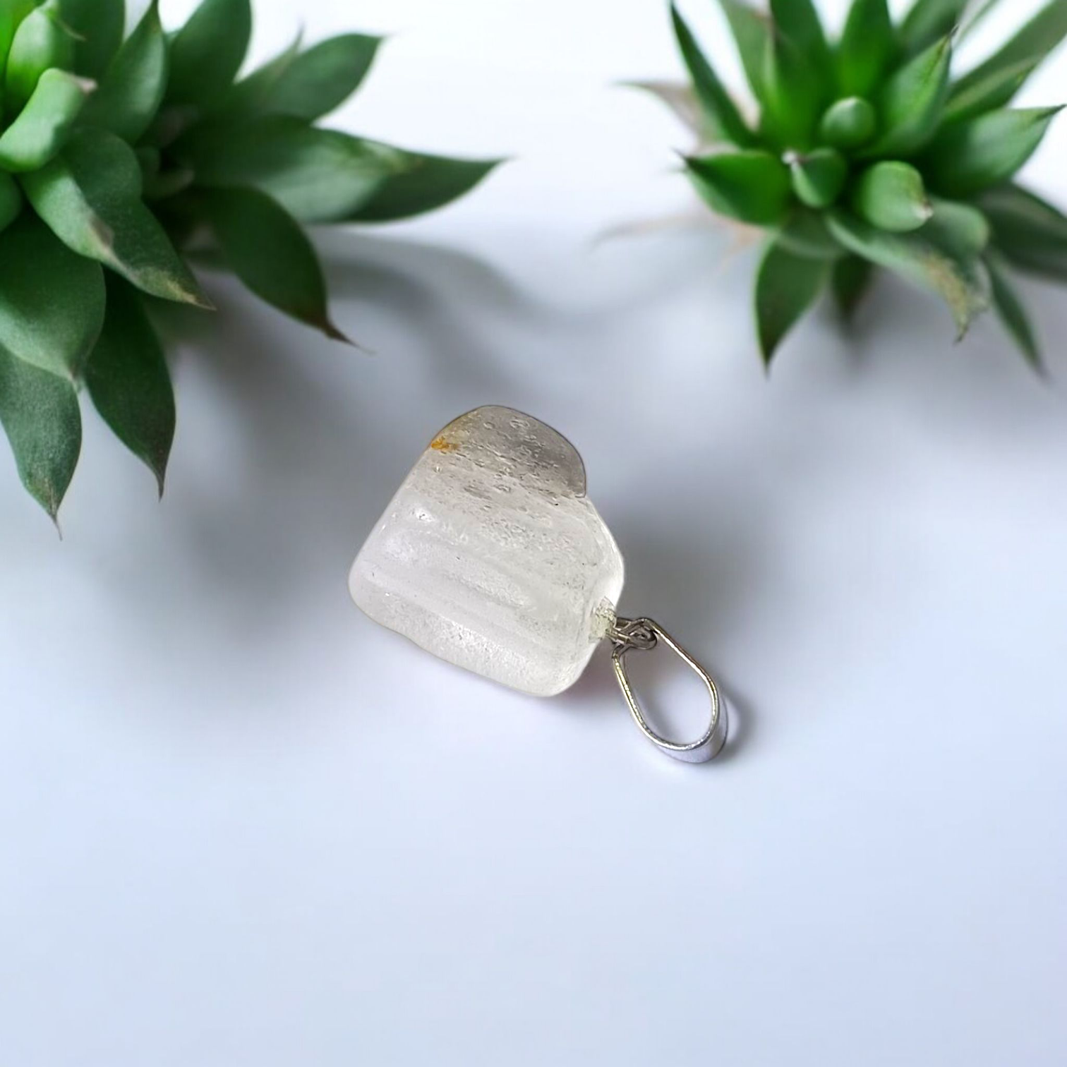 Crystal Quartz Pendant Rough Raw Stone with Chain, Lab Certified, available at Timeshopee