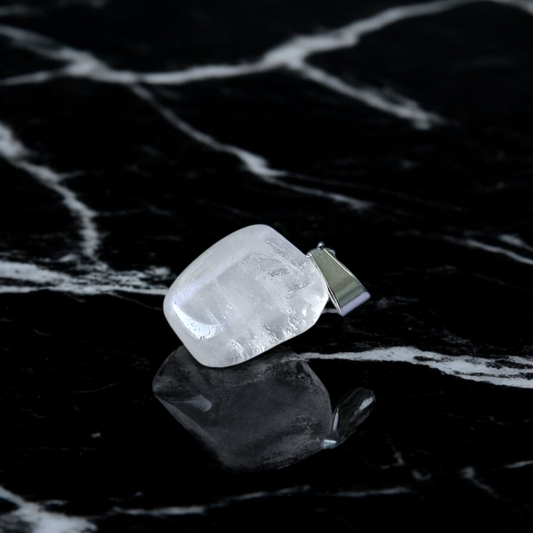 Crystal Quartz Pendant Rough Raw Stone with Chain, Lab Certified, available at Timeshopee