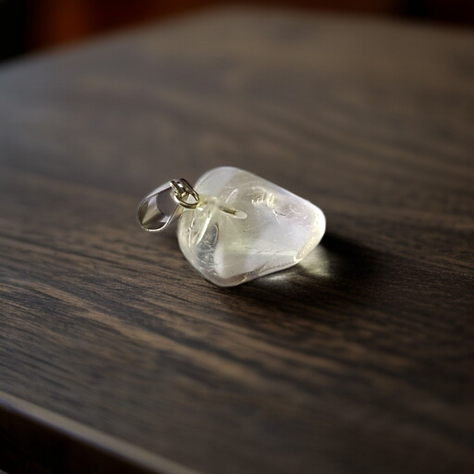 Crystal Quartz Pendant Rough Raw Stone with Chain, Lab Certified, available at Timeshopee