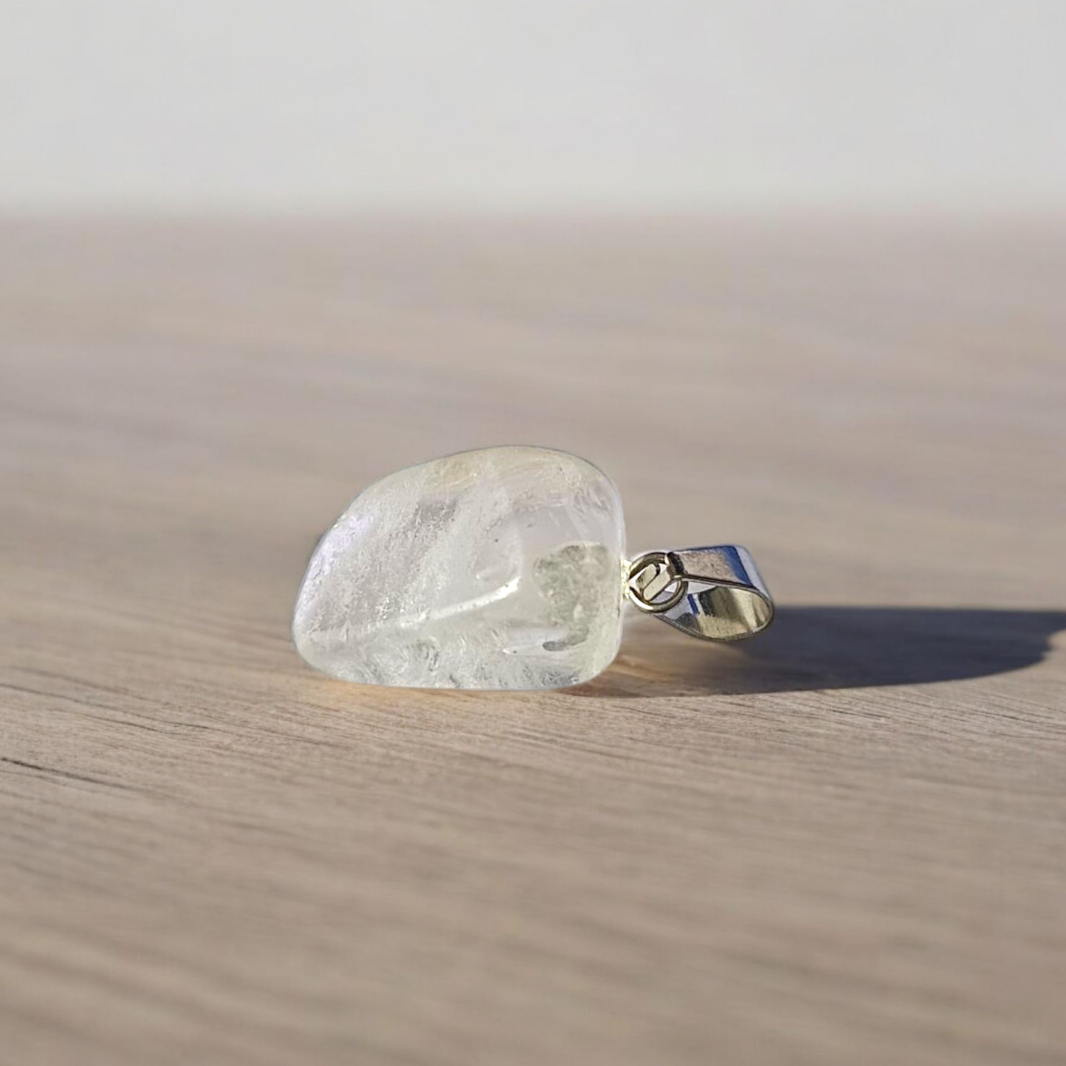 Crystal Quartz Pendant Rough Raw Stone with Chain, Lab Certified, available at Timeshopee