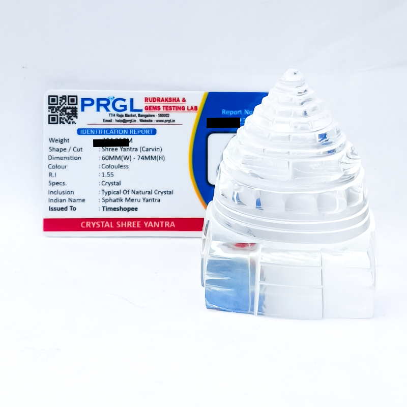 Crystal Shri Yantra | Sphatik Meru Yantra | Lab Certified | Timeshopee