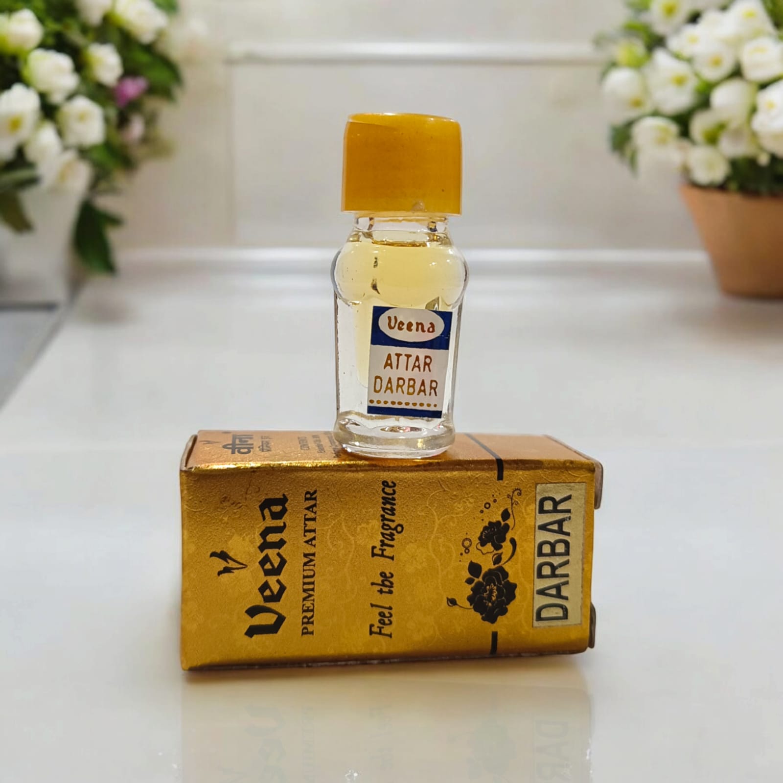 Darbar Attar 2ML bottle by Veena, premium alcohol-free perfume ideal for worship by Timeshopee