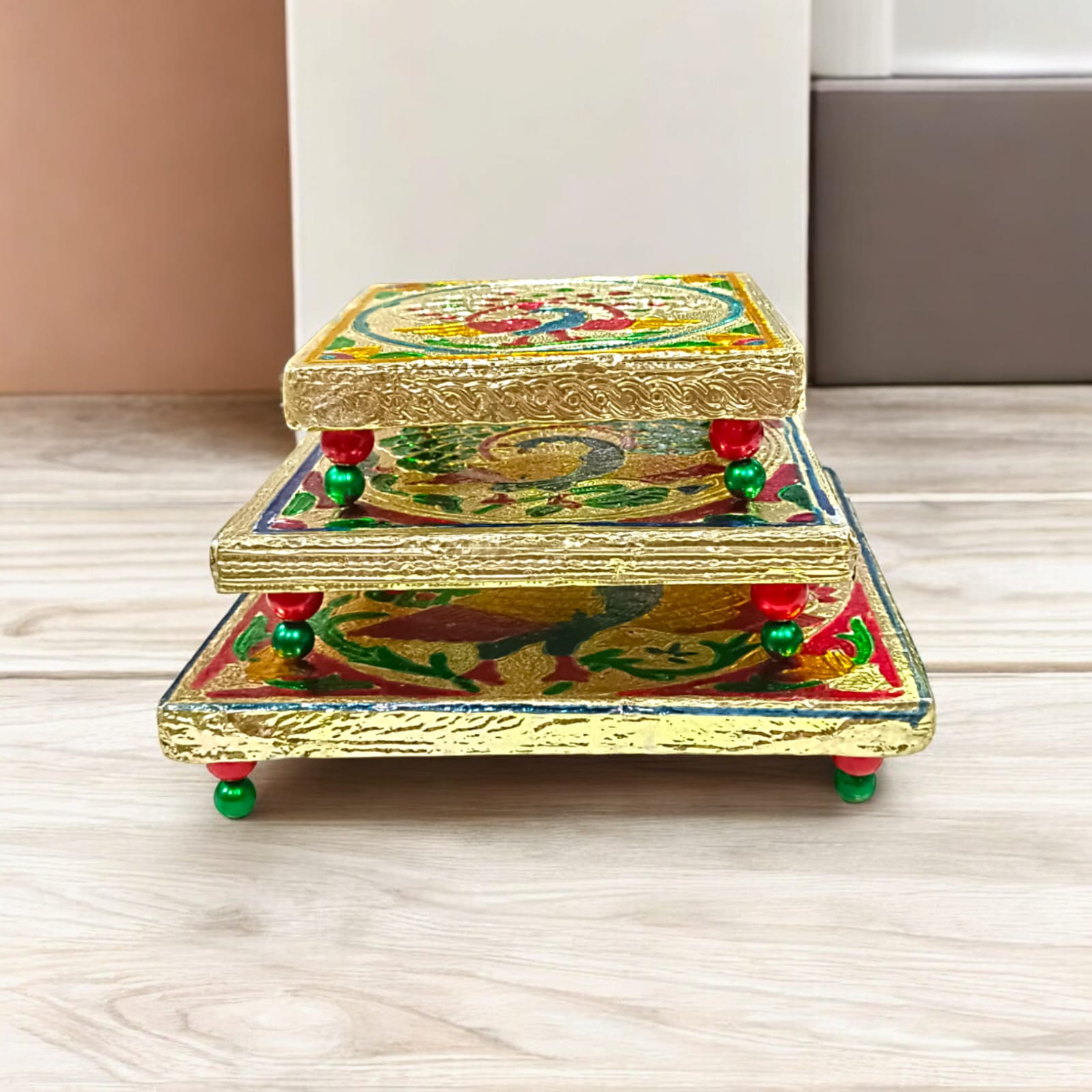 Elegant Laddu Gopal Chowki in Small, Medium, and Large Sizes