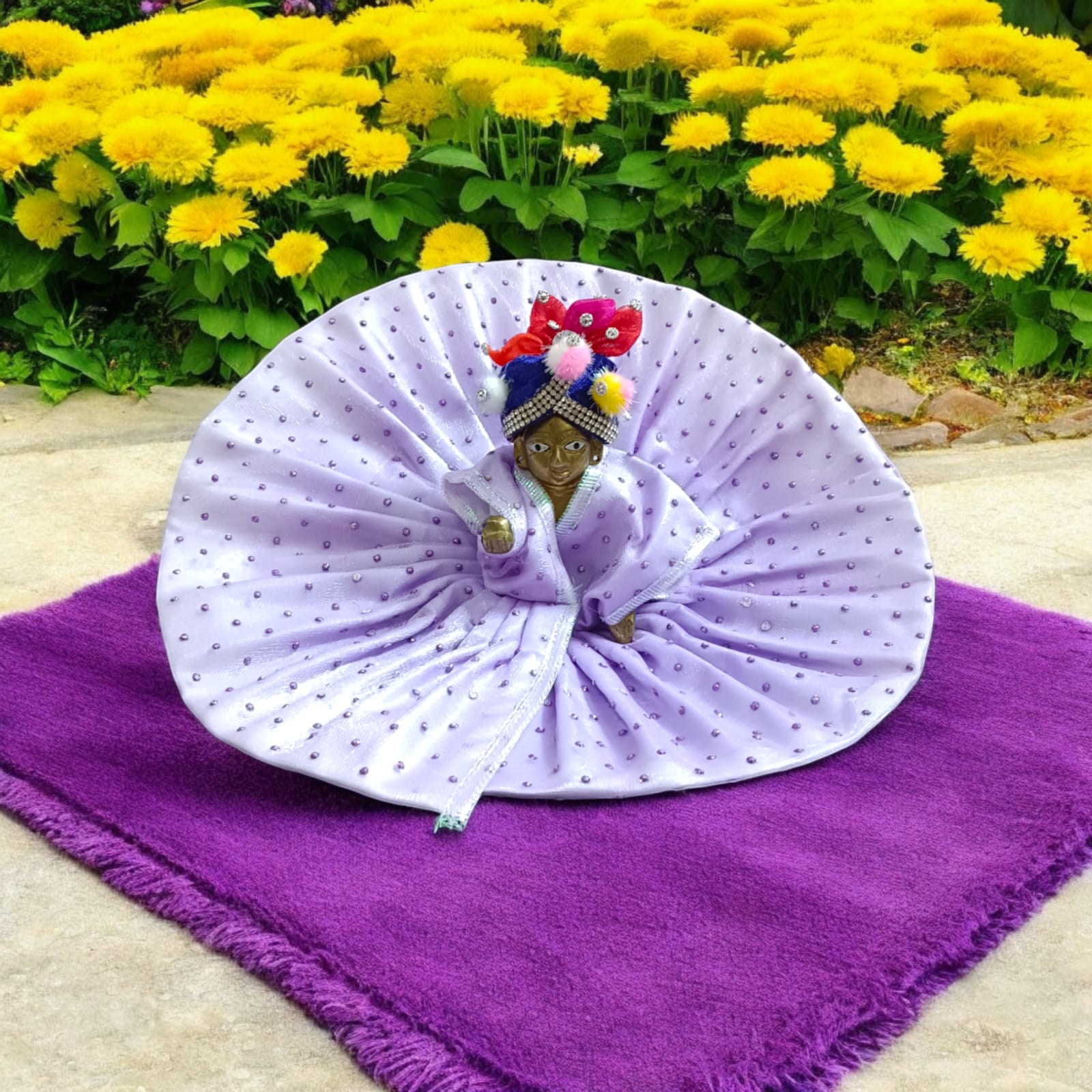 Elegant Laddu Gopal dress in Italian designer style, suitable for Lord Krishna, size 6, in vibrant colors for festive occasions and daily puja.