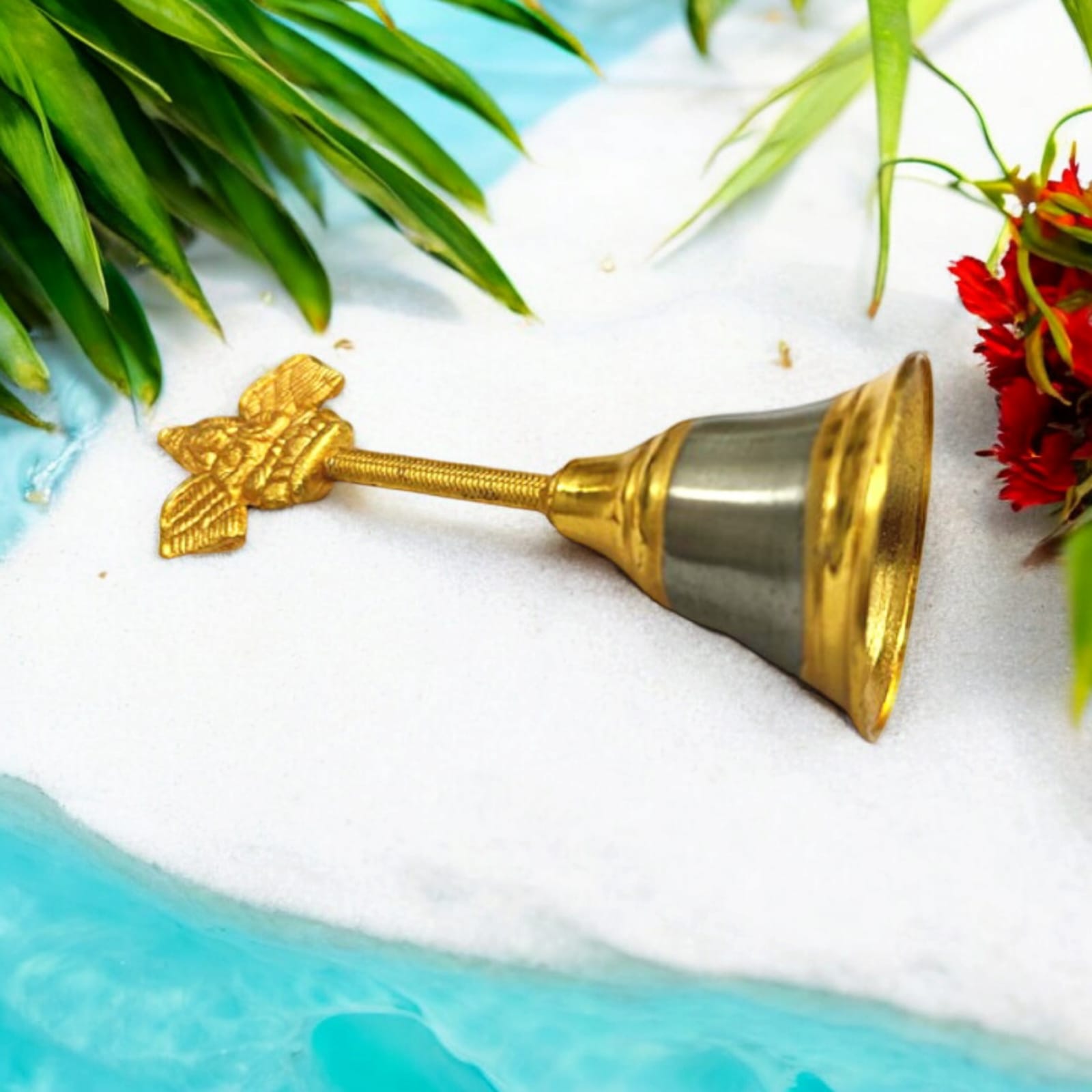 Elegant handcrafted brass puja bell with soothing sound from Timeshopee
