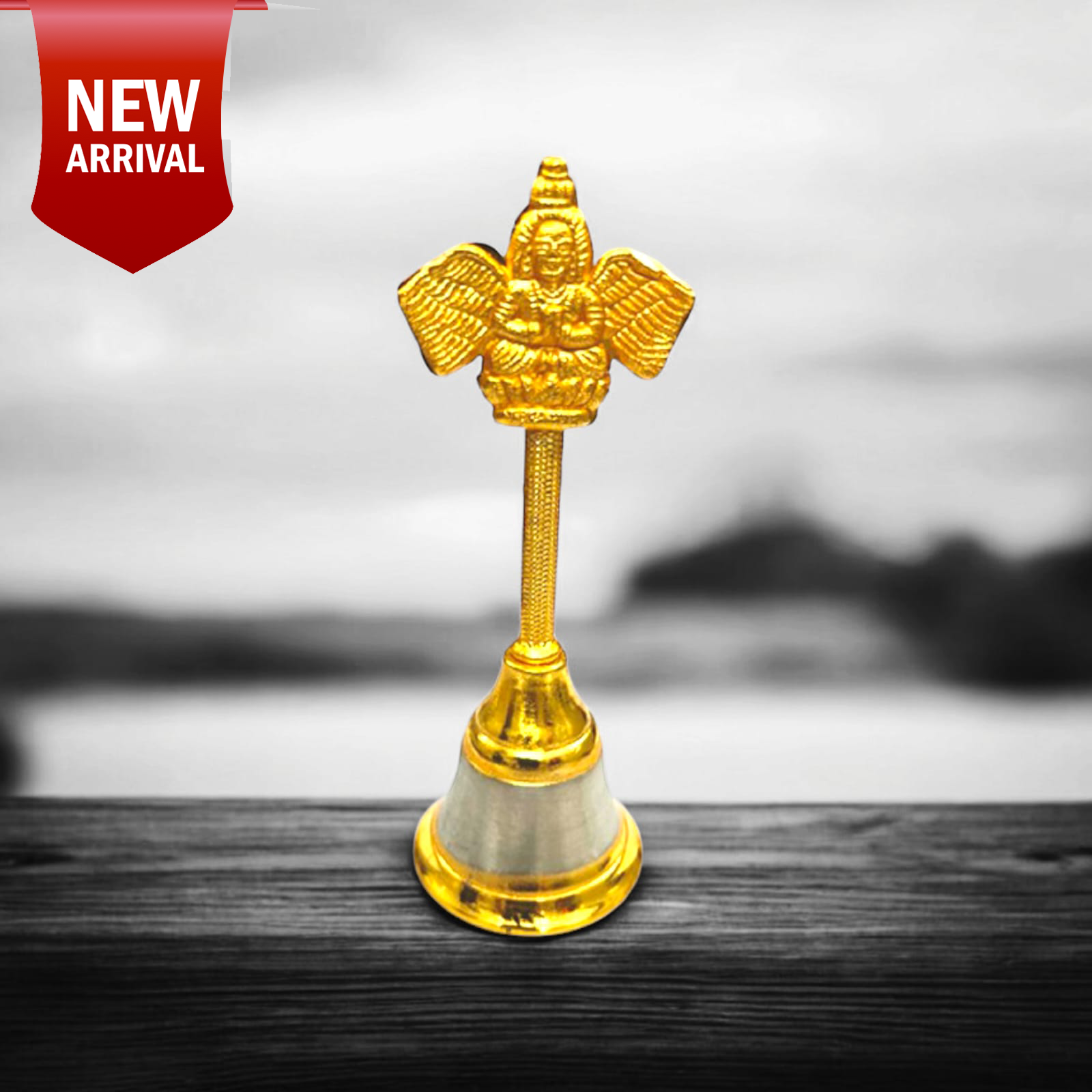 Elegant handcrafted brass puja bell with soothing sound from Timeshopee