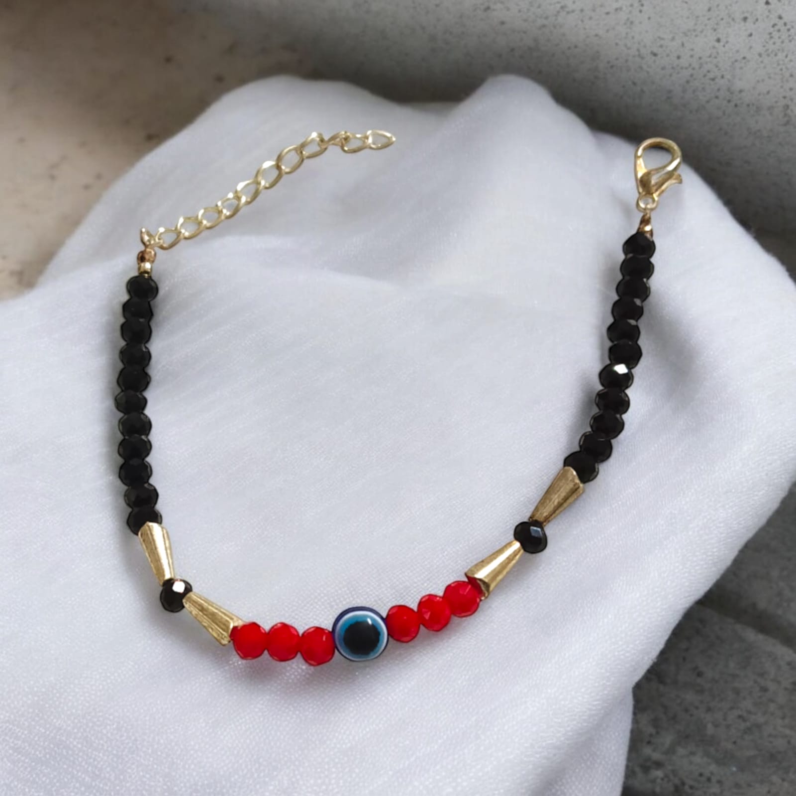 Evil Eye Anklet with Black and Red Beads for Kids | Timeshopee