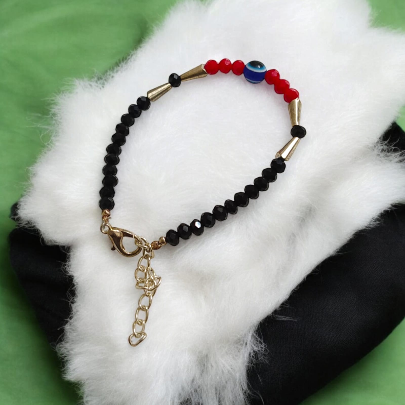 Evil Eye Anklet with Black and Red Beads for Kids | Timeshopee