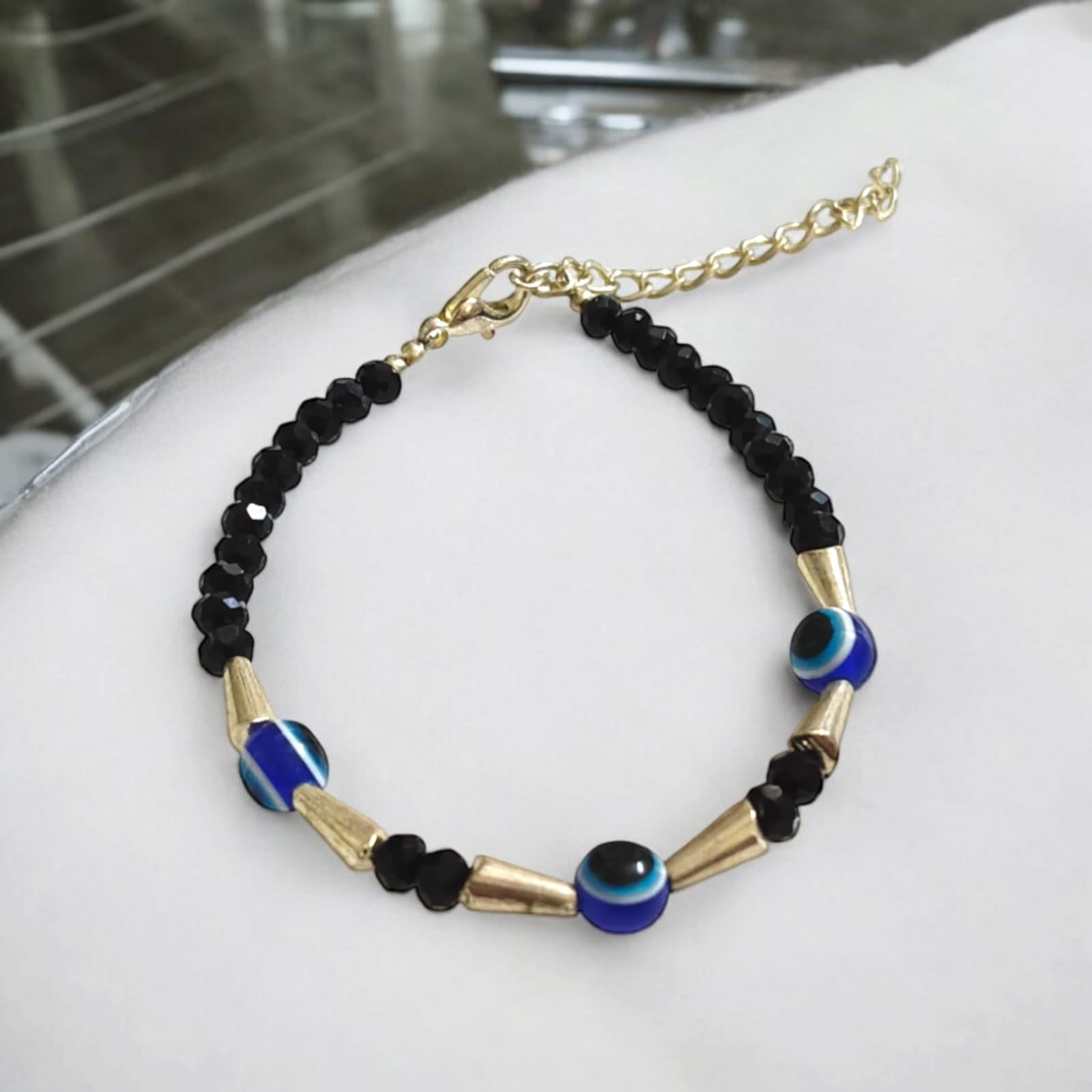 Evil Eye Beads Anklet with Black Beads for Kids | Timeshopee