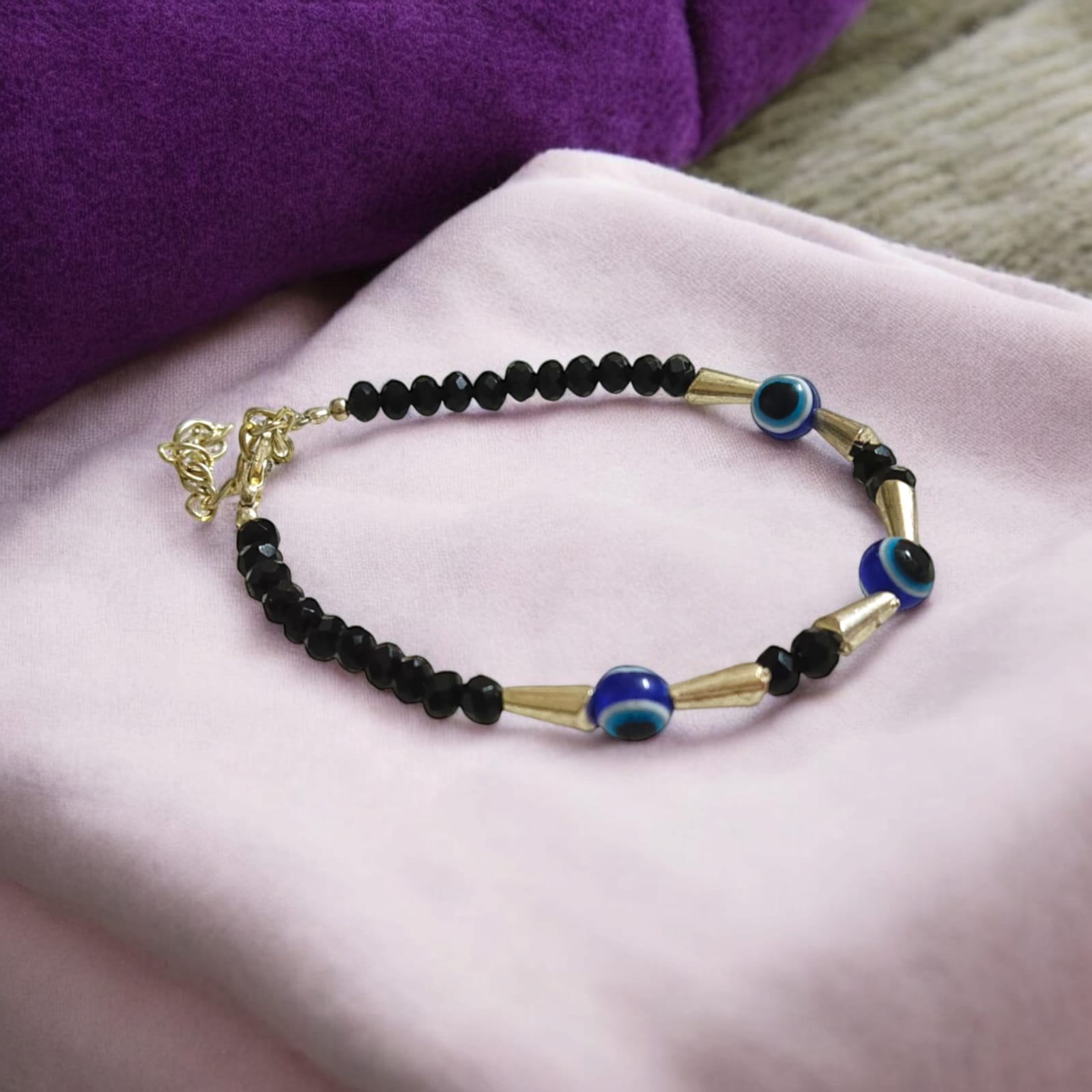 Evil Eye Beads Anklet with Black Beads for Kids | Timeshopee