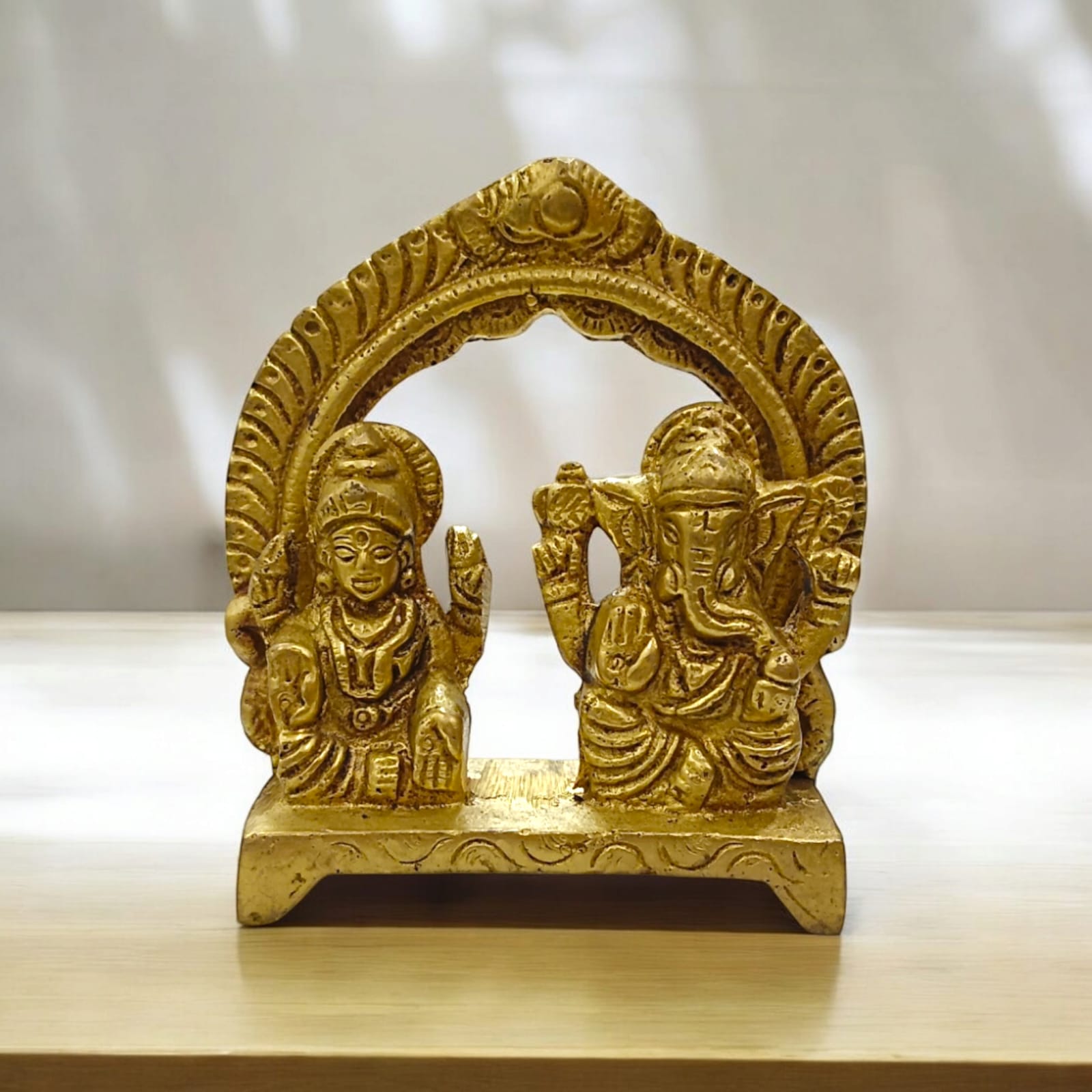 Ganesha Lakshmi Brass Murti, 7 x 7 cm, 207 grams, ideal for worship from Timeshopee