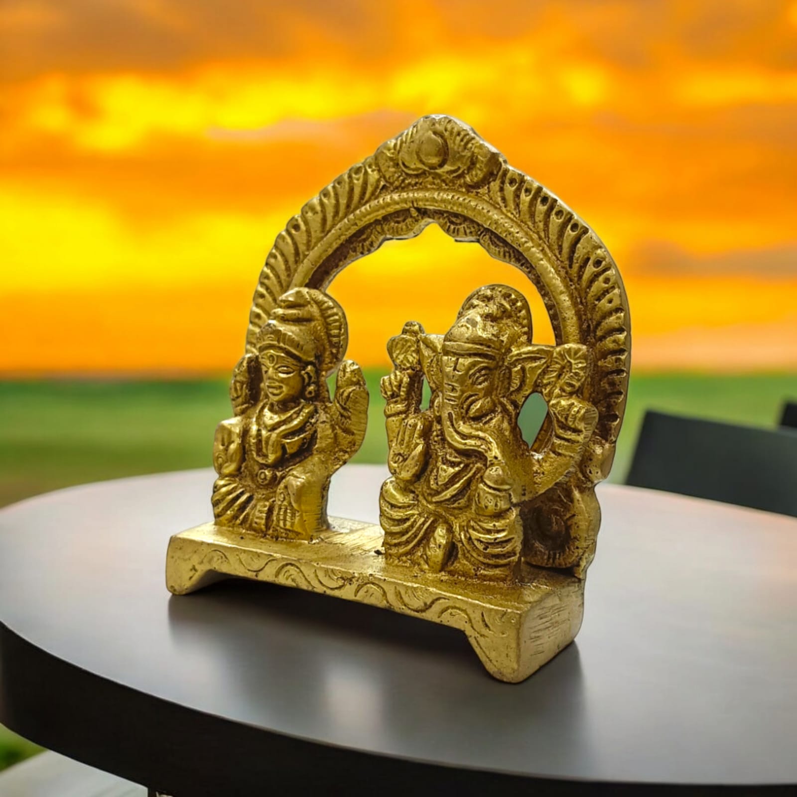 Ganesha Lakshmi Brass Murti, 7 x 7 cm, 207 grams, ideal for worship from Timeshopee