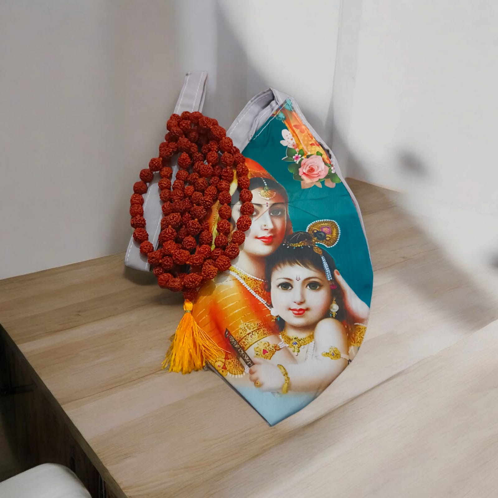 Gaumukhi Bag with Bal Gopal photo print, 100% cotton, available at Timeshopee.