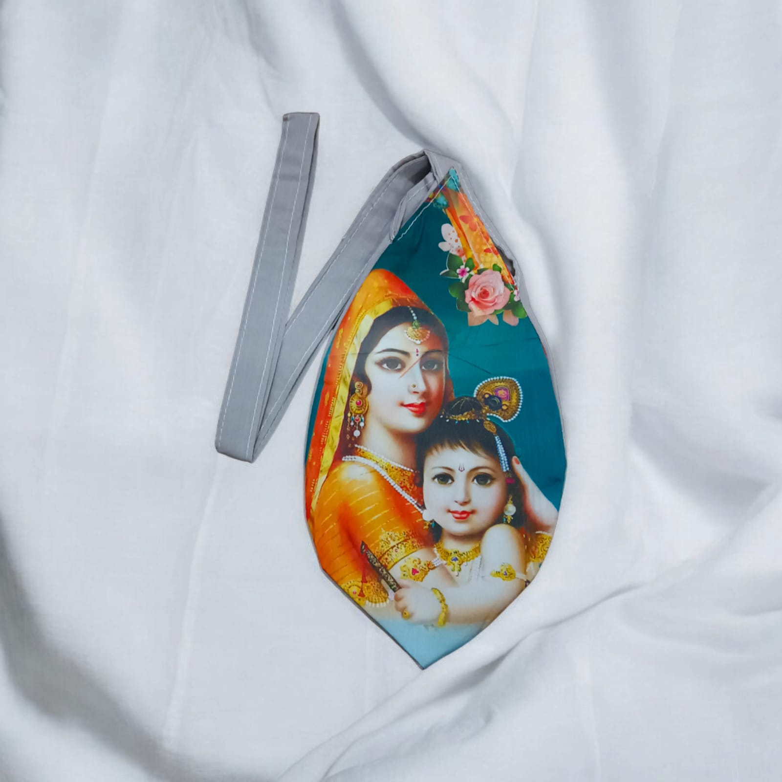 Gaumukhi Bag with Bal Gopal photo print, 100% cotton, available at Timeshopee.