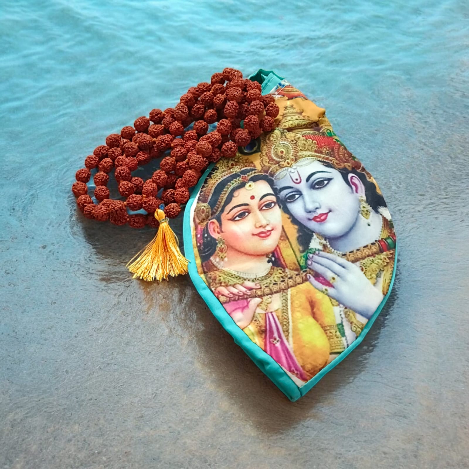 Gaumukhi Bag with Radha Krishna Print | Cotton | Timeshopee