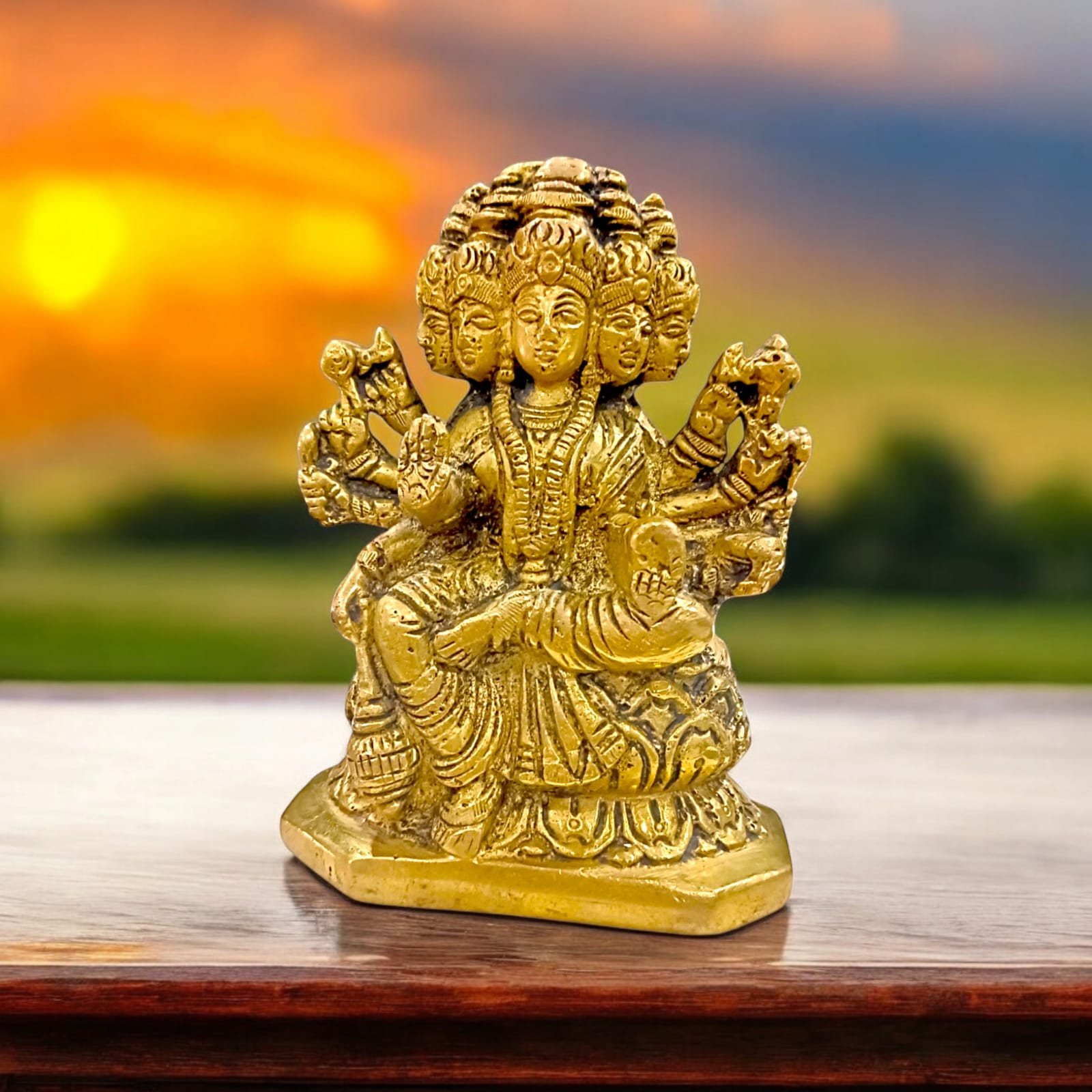 Gayatri Mata Brass Murti, 12 cm x 9 cm, 1115 grams, ideal for worship from Timeshopee