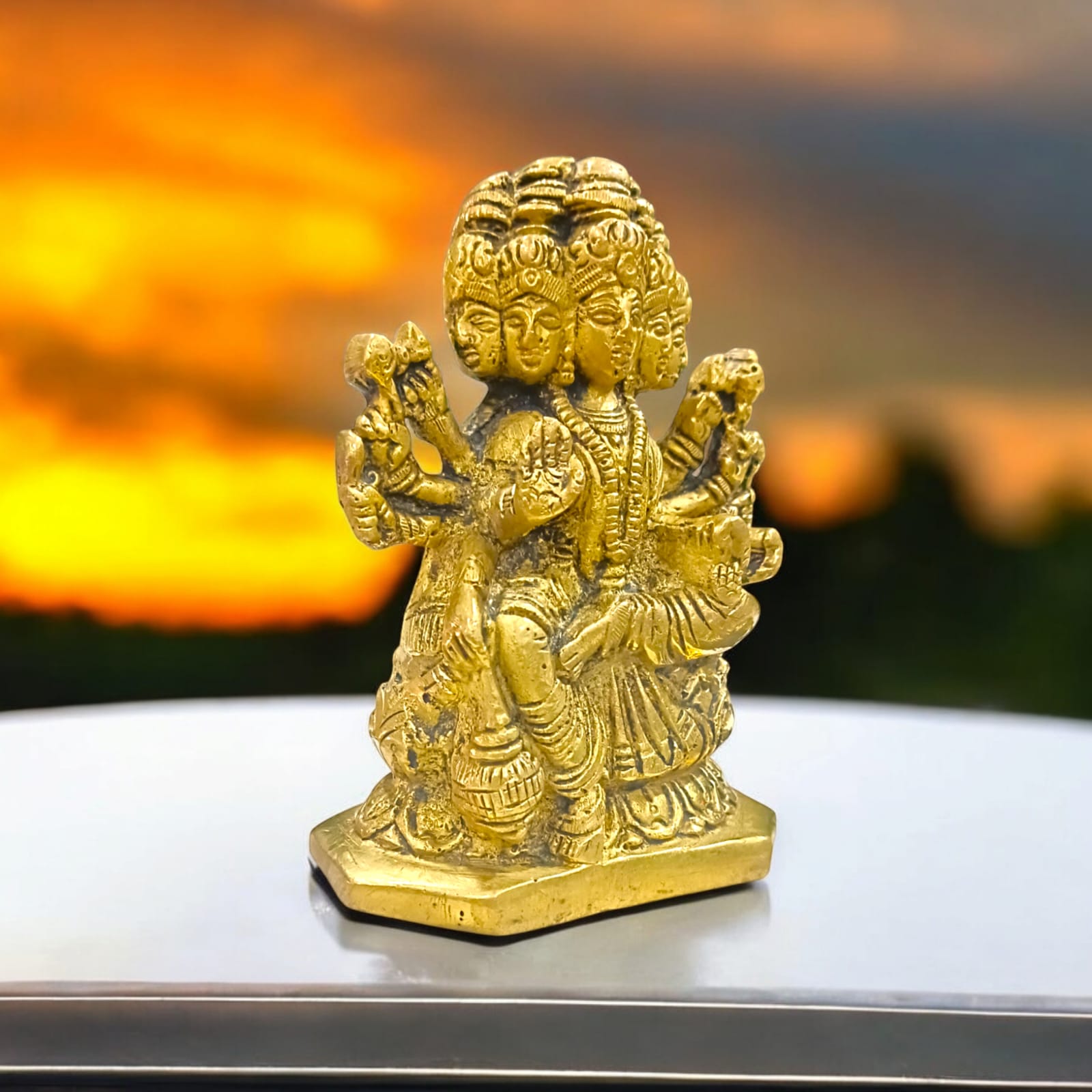 Gayatri Mata Brass Murti, 12 cm x 9 cm, 1115 grams, ideal for worship from Timeshopee
