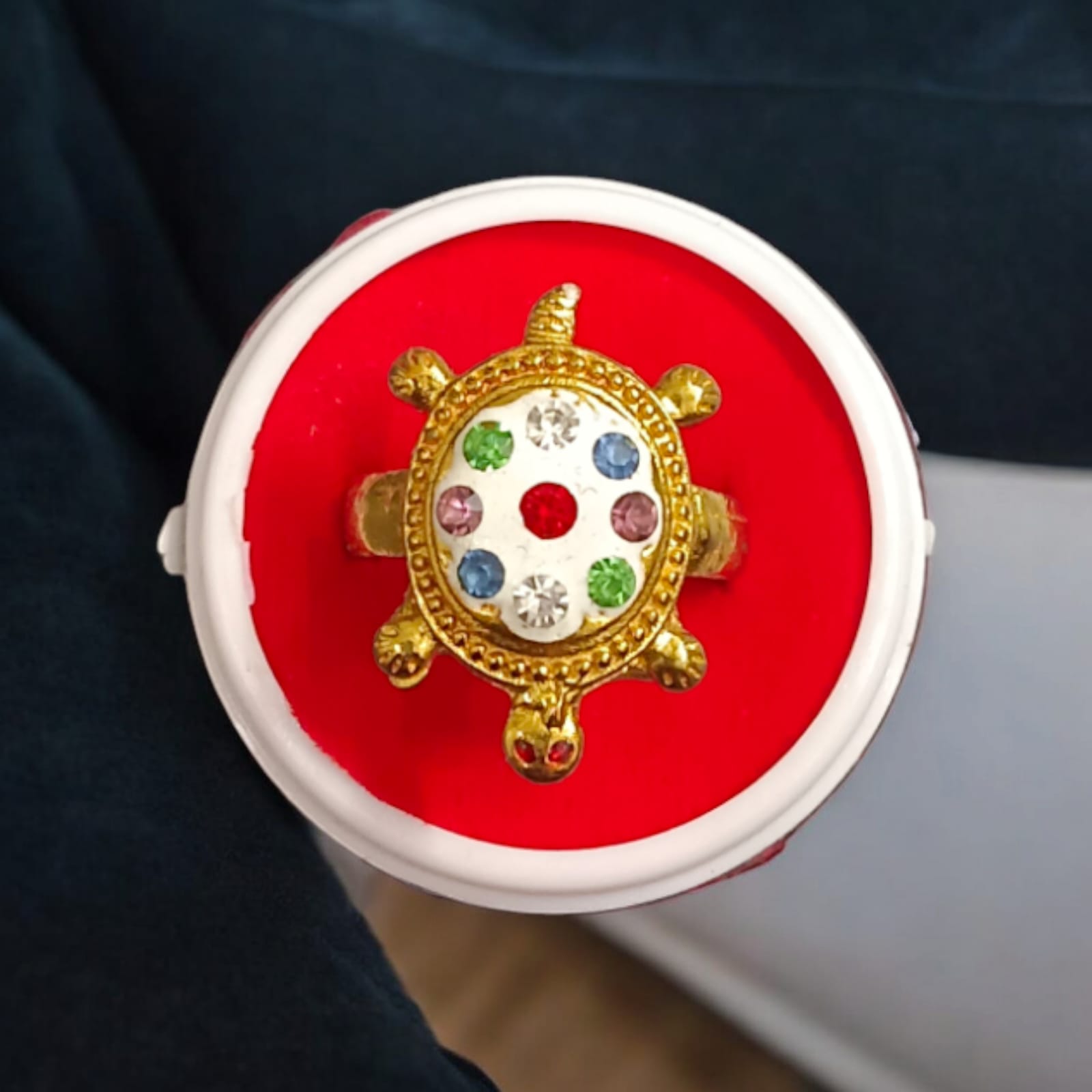 Gold Plated Tortoise Ring with Zircon Stones | Stylish Kachua ki Anguthi from Timeshopee