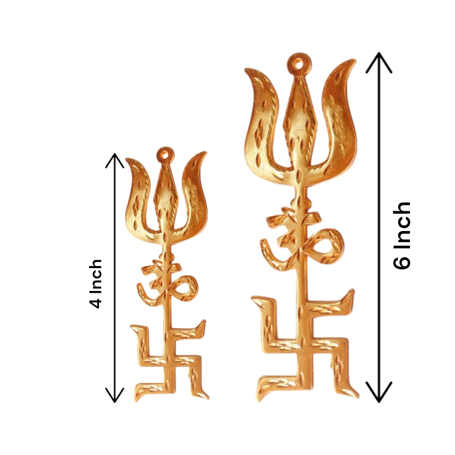 Gold Plated Trishakti Wall Hanging Set | Lord Shiva Trishul, Om, Swastik | Timeshopee