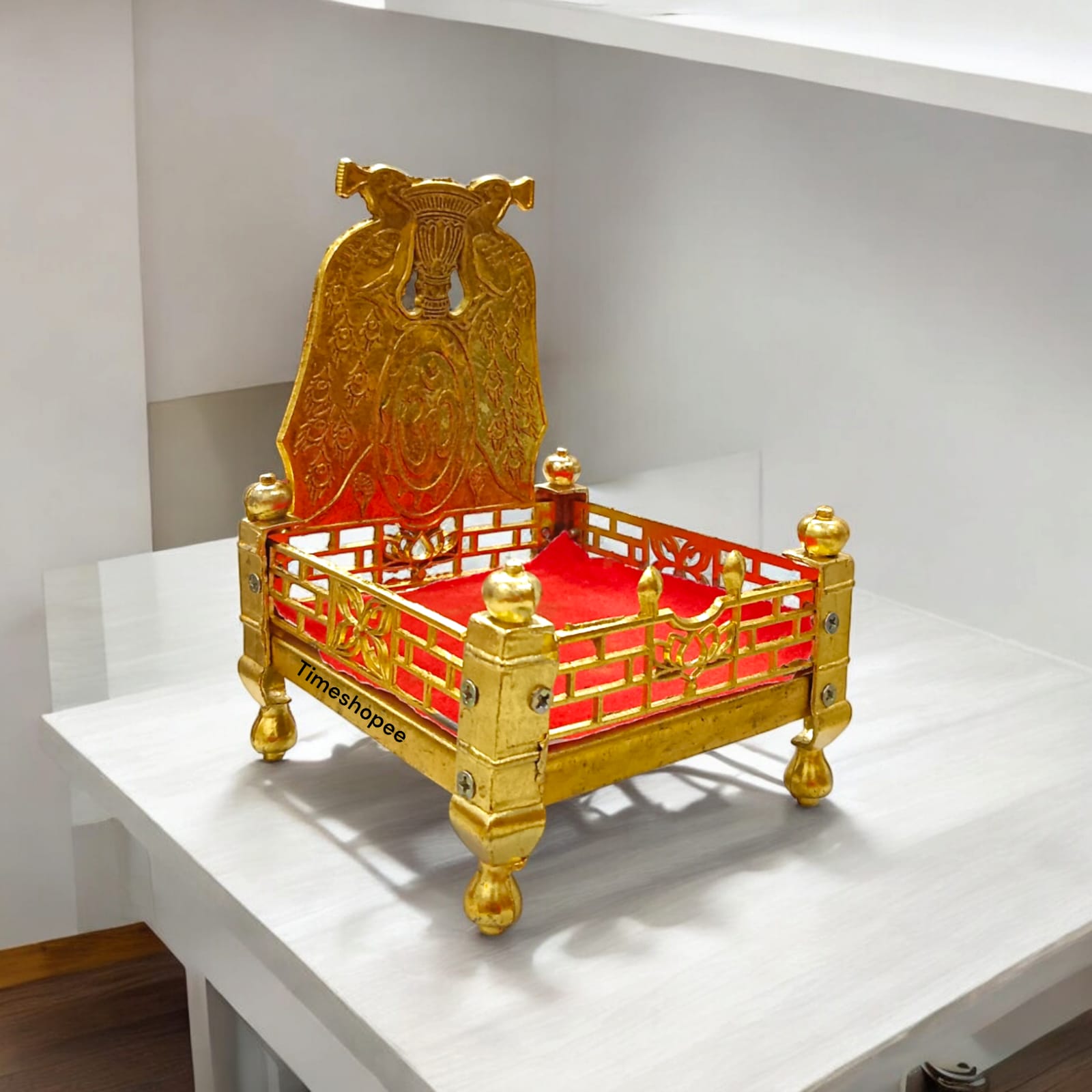 Golden Laddu Gopal Singhasan Luxury King Chair for Laddu Gopal