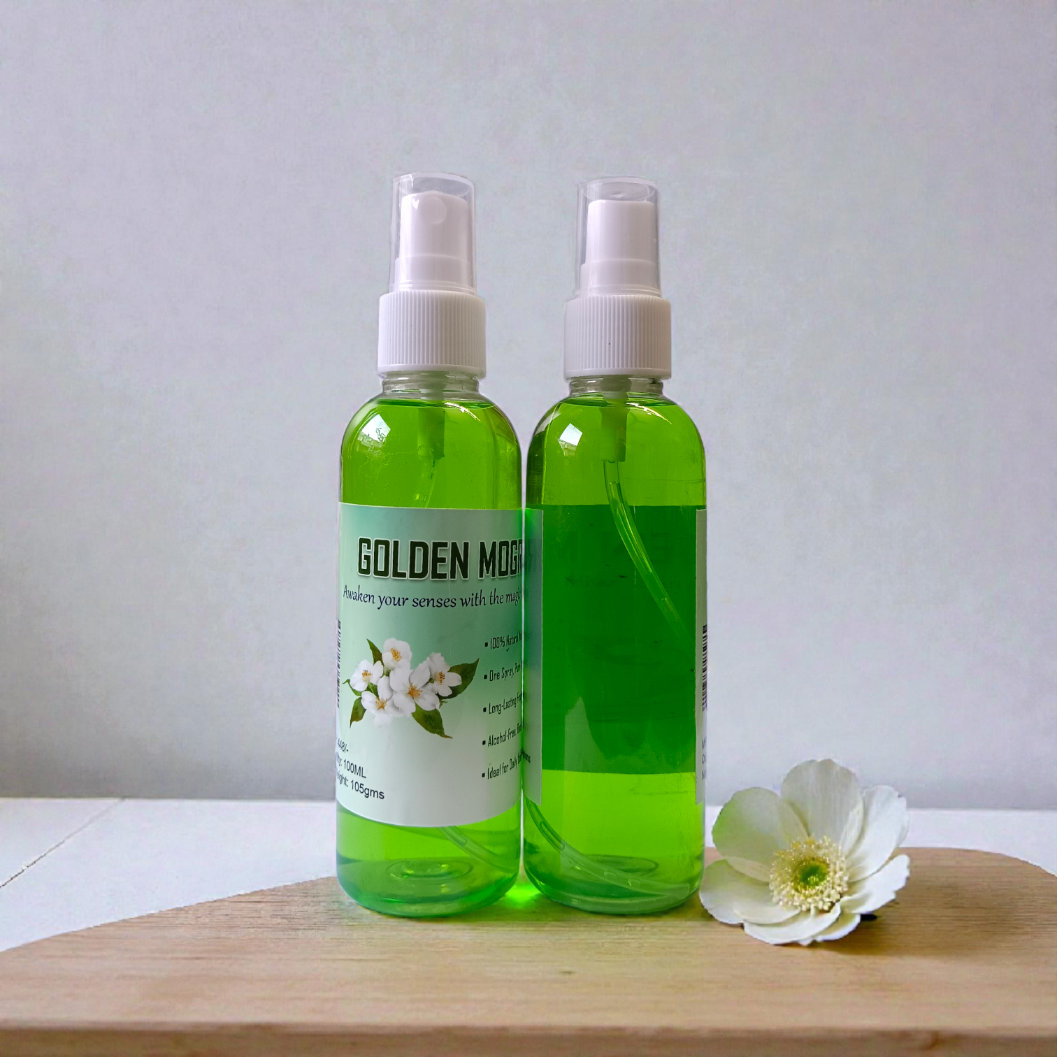 Golden Mogra Spray Attar 100ML set of 2 alcohol-free long-lasting floral fragrance bottles