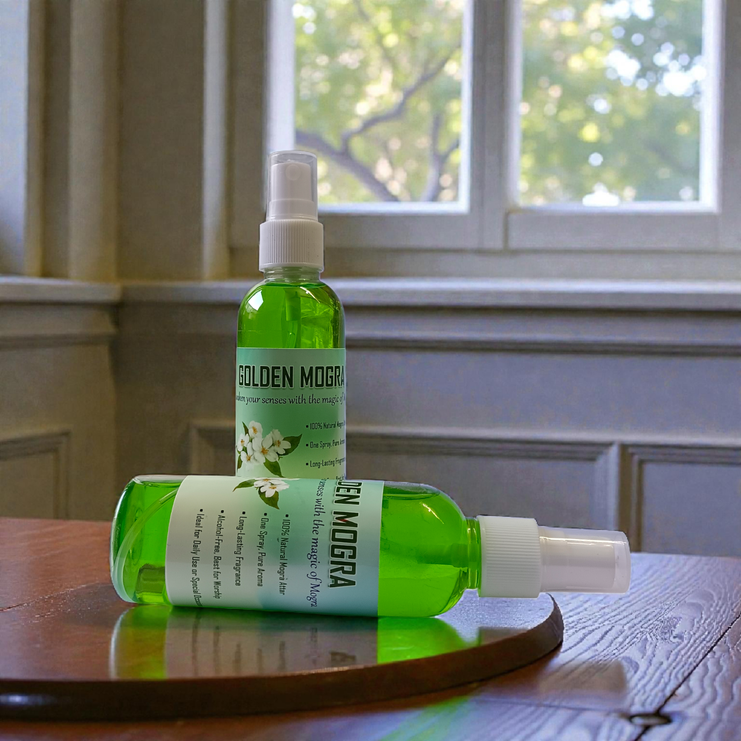 Golden Mogra Spray Attar 100ML set of 2 alcohol-free long-lasting floral fragrance bottles