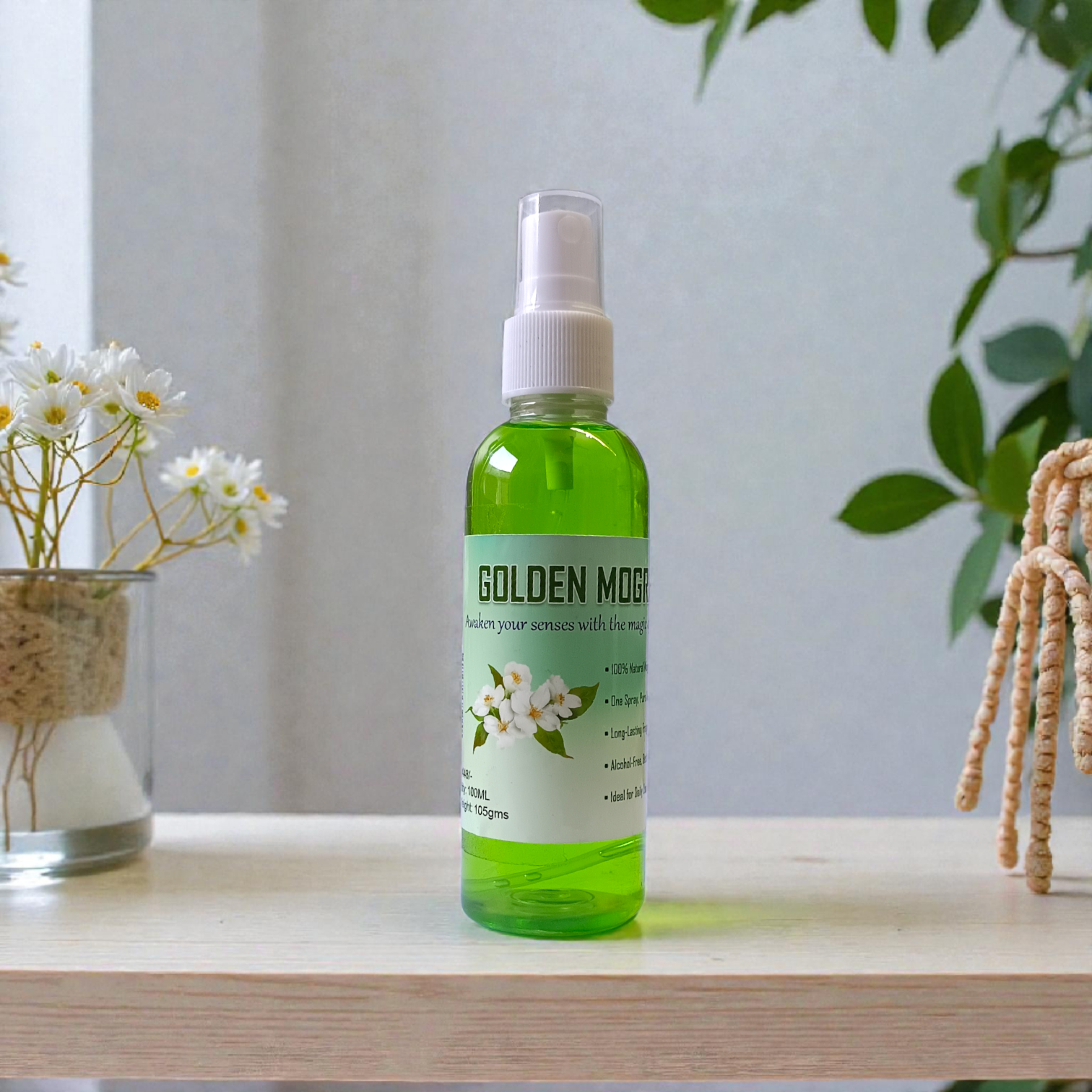 Golden Mogra Spray Attar 100ML set of 2 alcohol-free long-lasting floral fragrance bottles