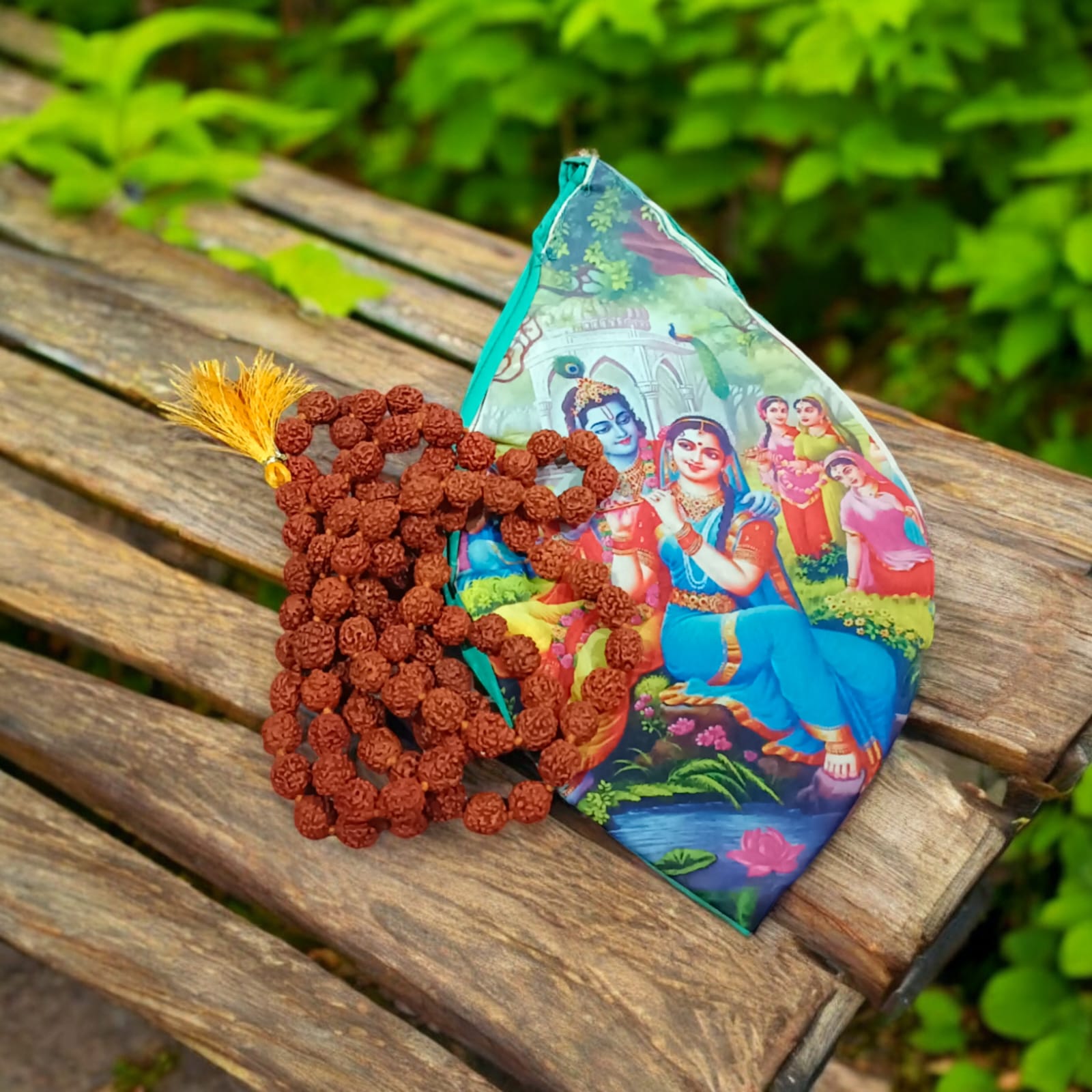 Gomukhi Bag with Radha Krishna Print | Cotton Bag | Timeshopee