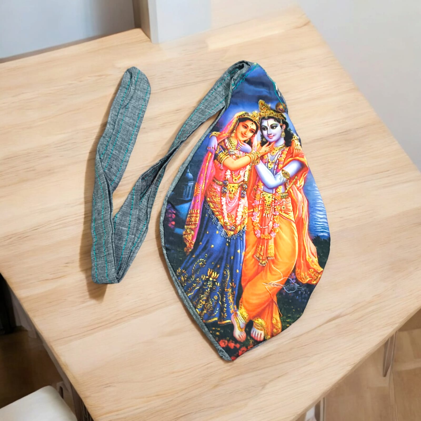 Goumukhi Bag for Mantra Jap with Radha Krishna Jugal Print | Cotton Material | Timeshopee