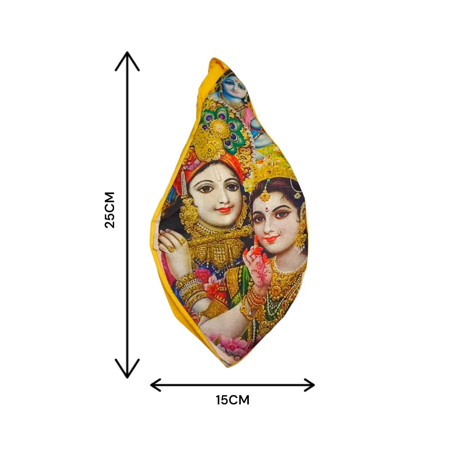 Goumukhi Radha Krishna Bag with a vibrant Radha Krishna print, designed for holding prayer beads, from Timeshopee.