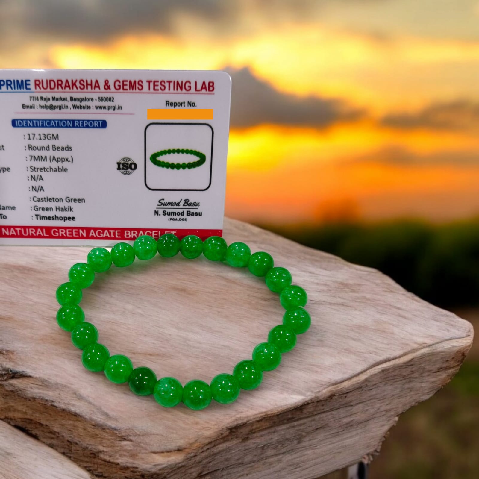 Green Agate Bracelet | Hakik Bracelet | Lab Certified | Timeshopee