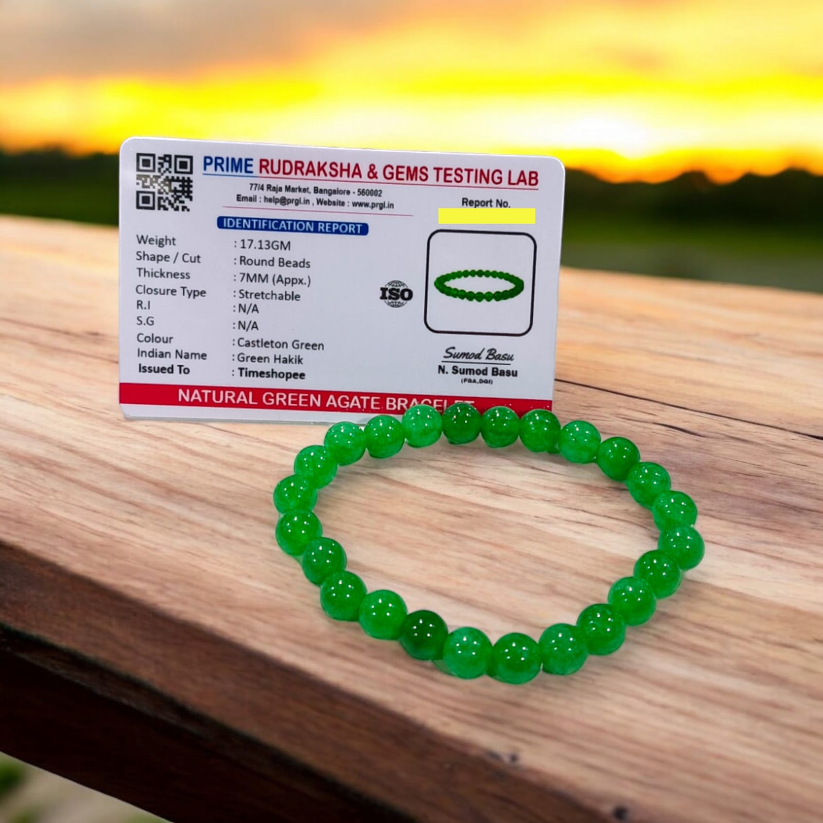 Green Agate Bracelet | Hakik Bracelet | Lab Certified | Timeshopee