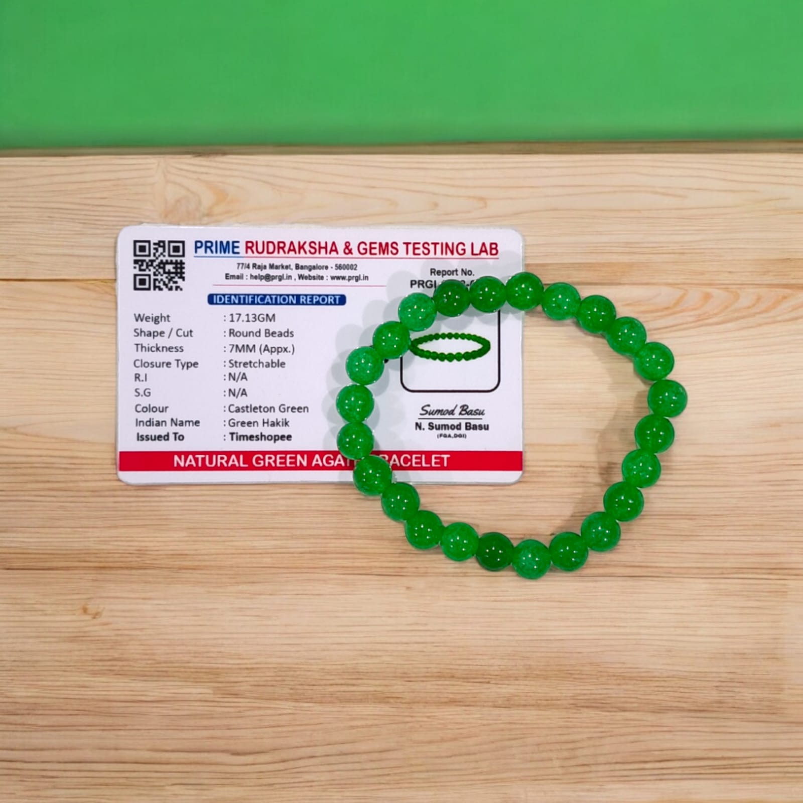 Green Agate Bracelet | Hakik Bracelet | Lab Certified | Timeshopee