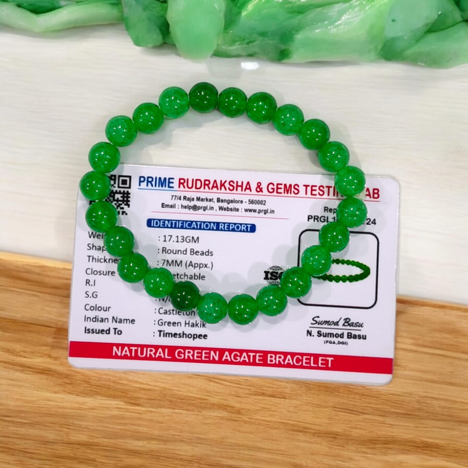 Green Agate Bracelet | Hakik Bracelet | Lab Certified | Timeshopee