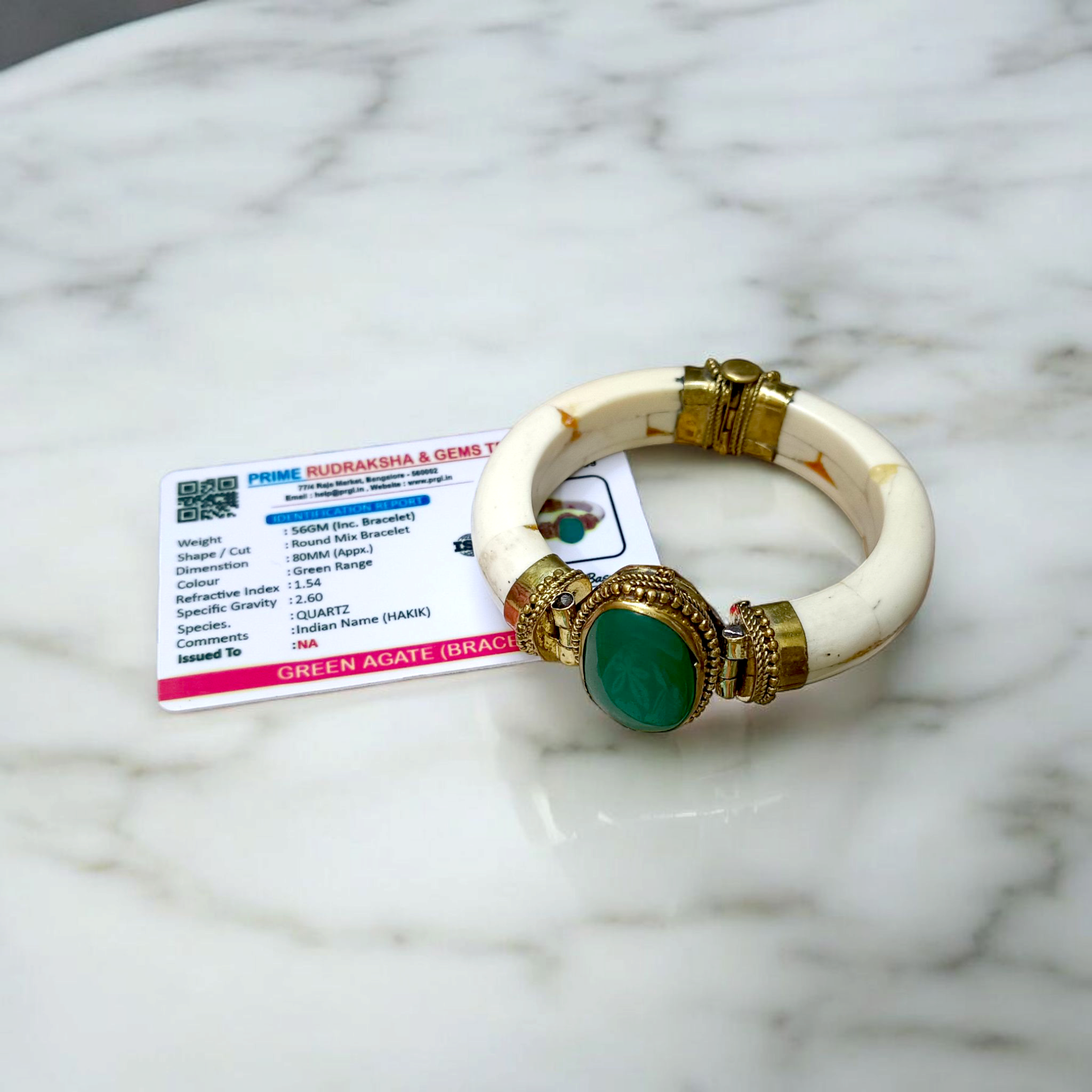 Green Agate Bracelet with antique finish, handcrafted and lab-certified, shown on a soft background with natural lighting