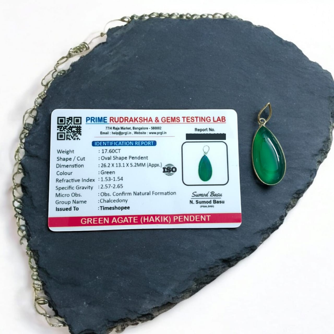 Green Agate Pendant with Thread Hara Hakik Locket Lab Certified | Timeshopee