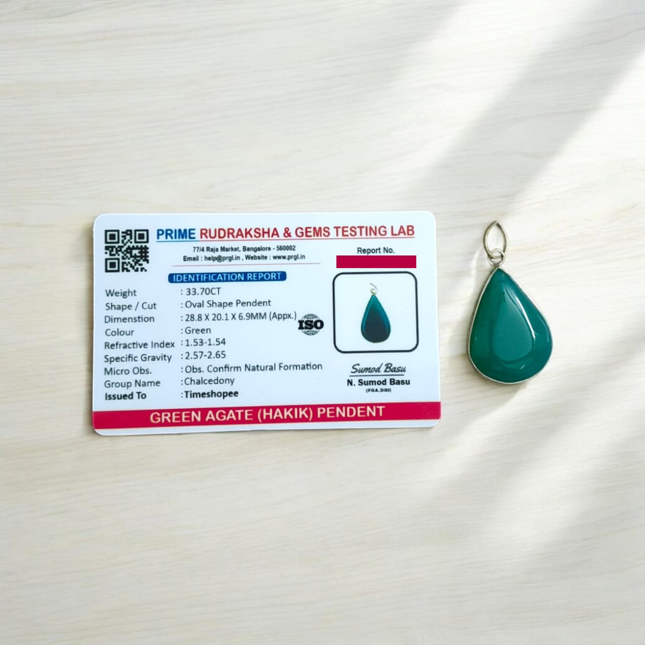 Green Agate Pendant with Thread Hara Hakik Locket Lab Certified | Timeshopee